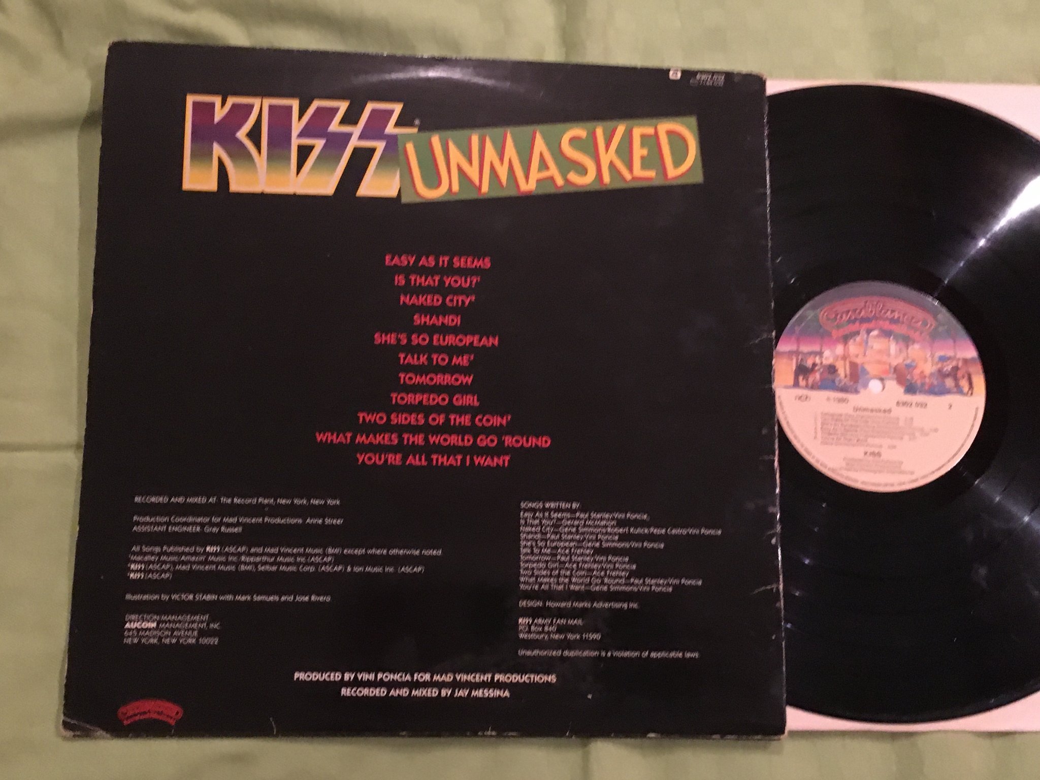 Omslagsbild för skivan KISS unmasked LP -80 Swe CASABLANCA 6302 032