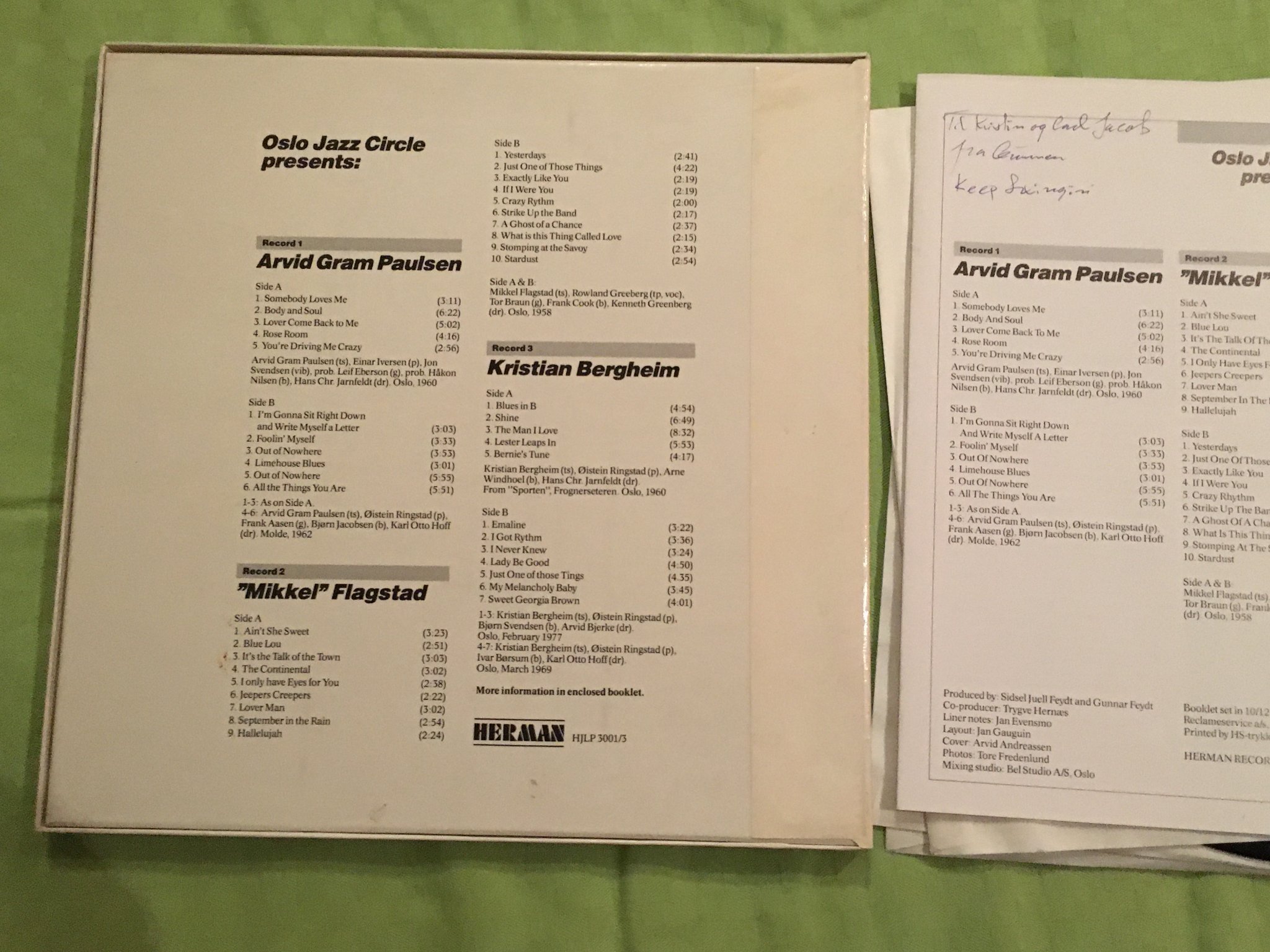 Omslagsbild för skivan Norsk jazz OSLO JAZZ CIRCLE 3xLP Box HERMAN HJLP 3002 