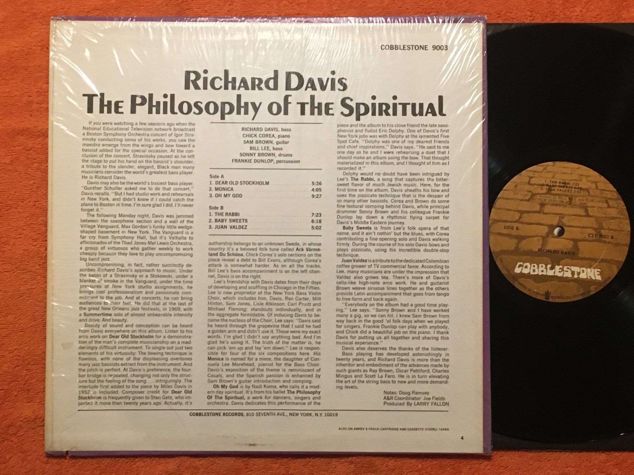 Omslagsbild för skivan RICHARD DAVIS The Philosophy Of The Spiritual LP -72 US COBBLESTONE CST 9003