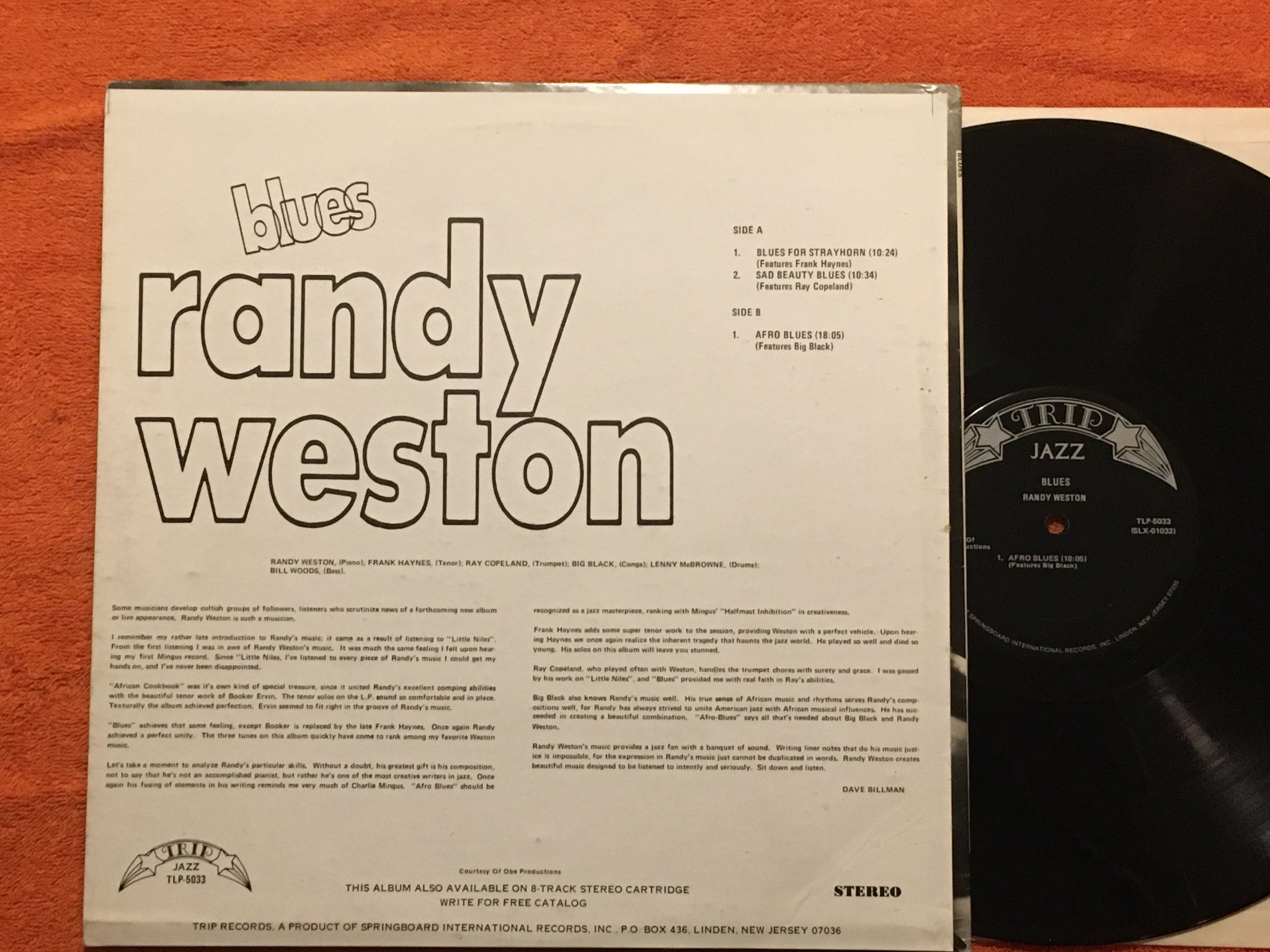 Omslagsbild för skivan RANDY WESTON blues LP -74 US TRIP JAZZ TLP 5033