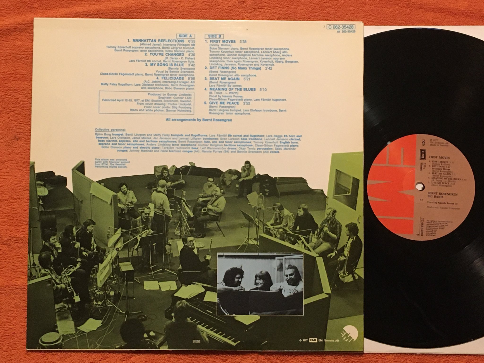 Omslagsbild för skivan BERNT ROSENGREN BIG BAND first moves LP -77 Swe EMI 7C 062-35428