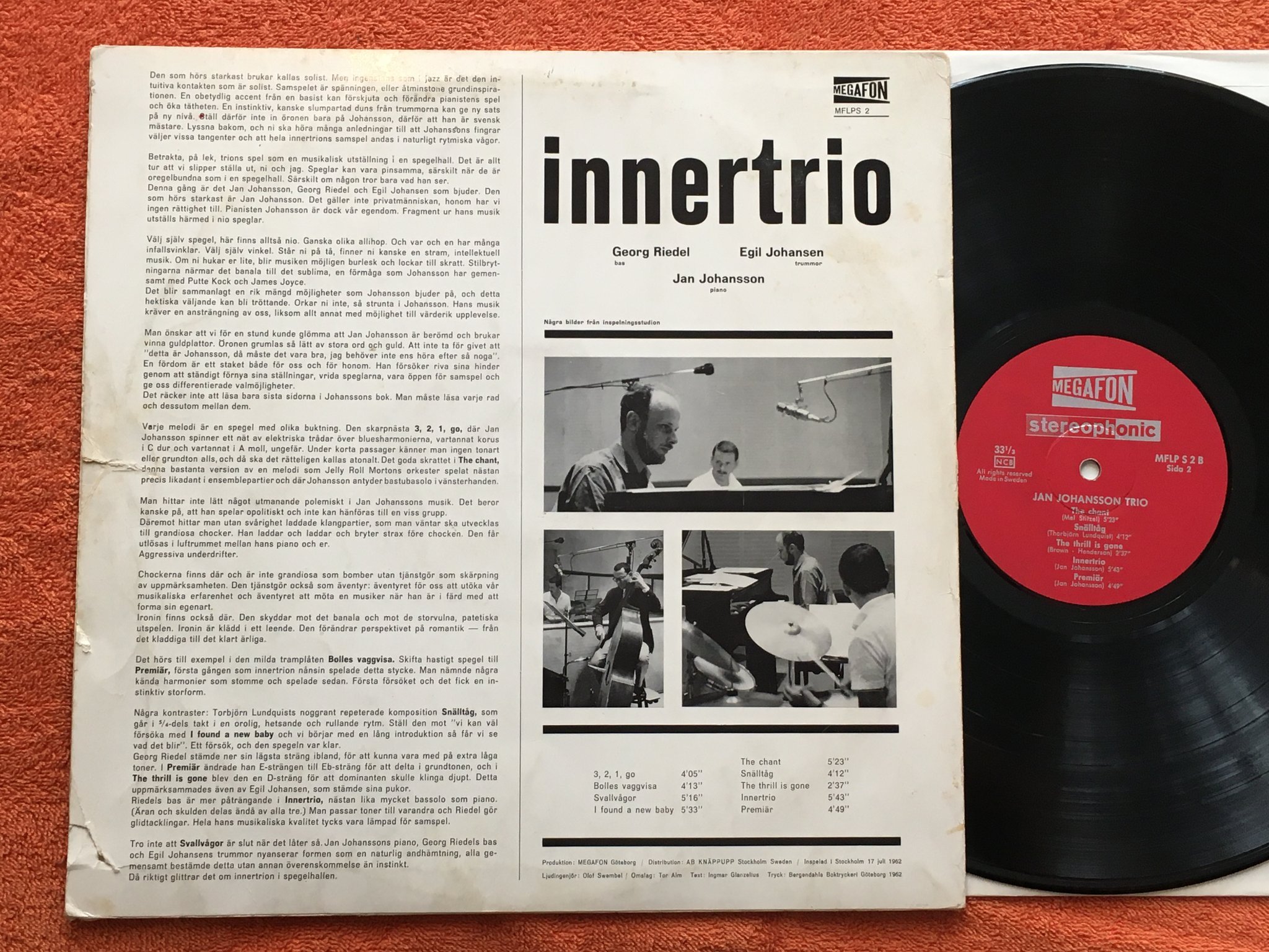 Omslagsbild för skivan JAN JOHANSSON innertrio  LP  MEGAFON MFLP S 2