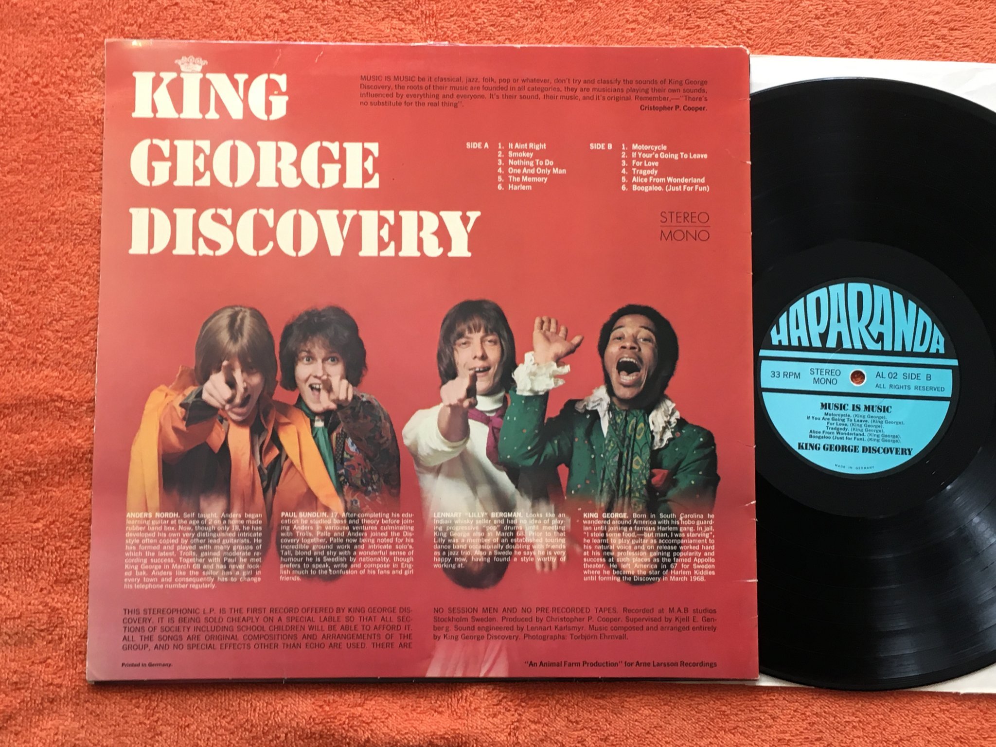 Omslagsbild för skivan KING GEORGE DISCOVERY music is music LP -69 HAPARANDA AL 02
