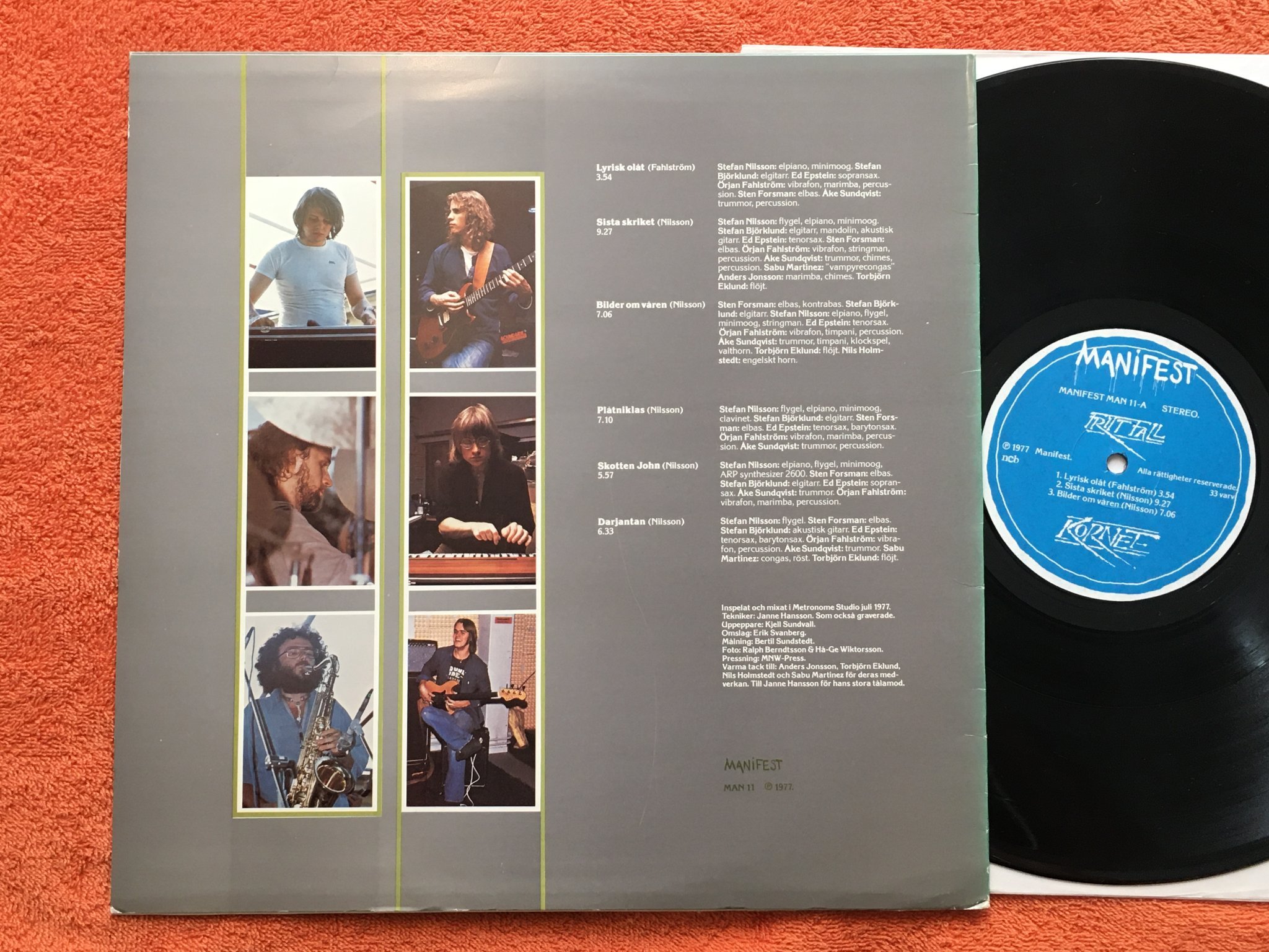 Omslagsbild för skivan KORNET fritt fall LP -77 Swe MANIFEST MAN-11