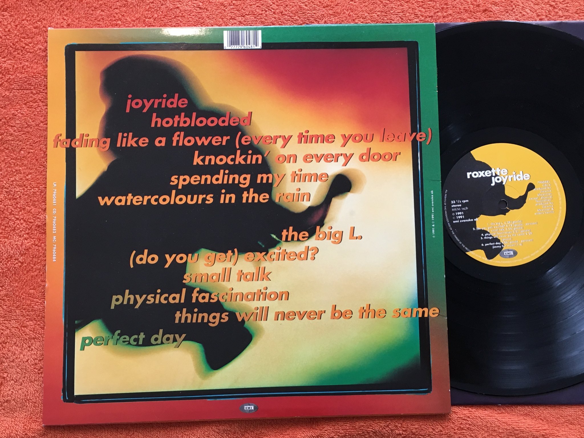 Omslagsbild för skivan ROXETTE joyride LP 1991 Swe EMI 7960481