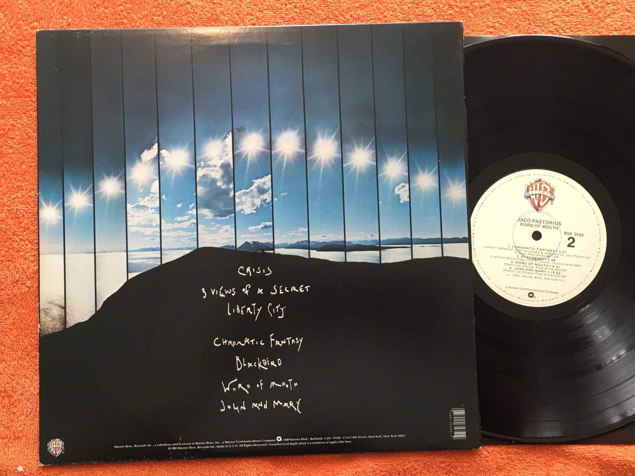 Omslagsbild för skivan JACO PASTORIUS word of mouth LP -81 US WARNER BROS BSK 3535