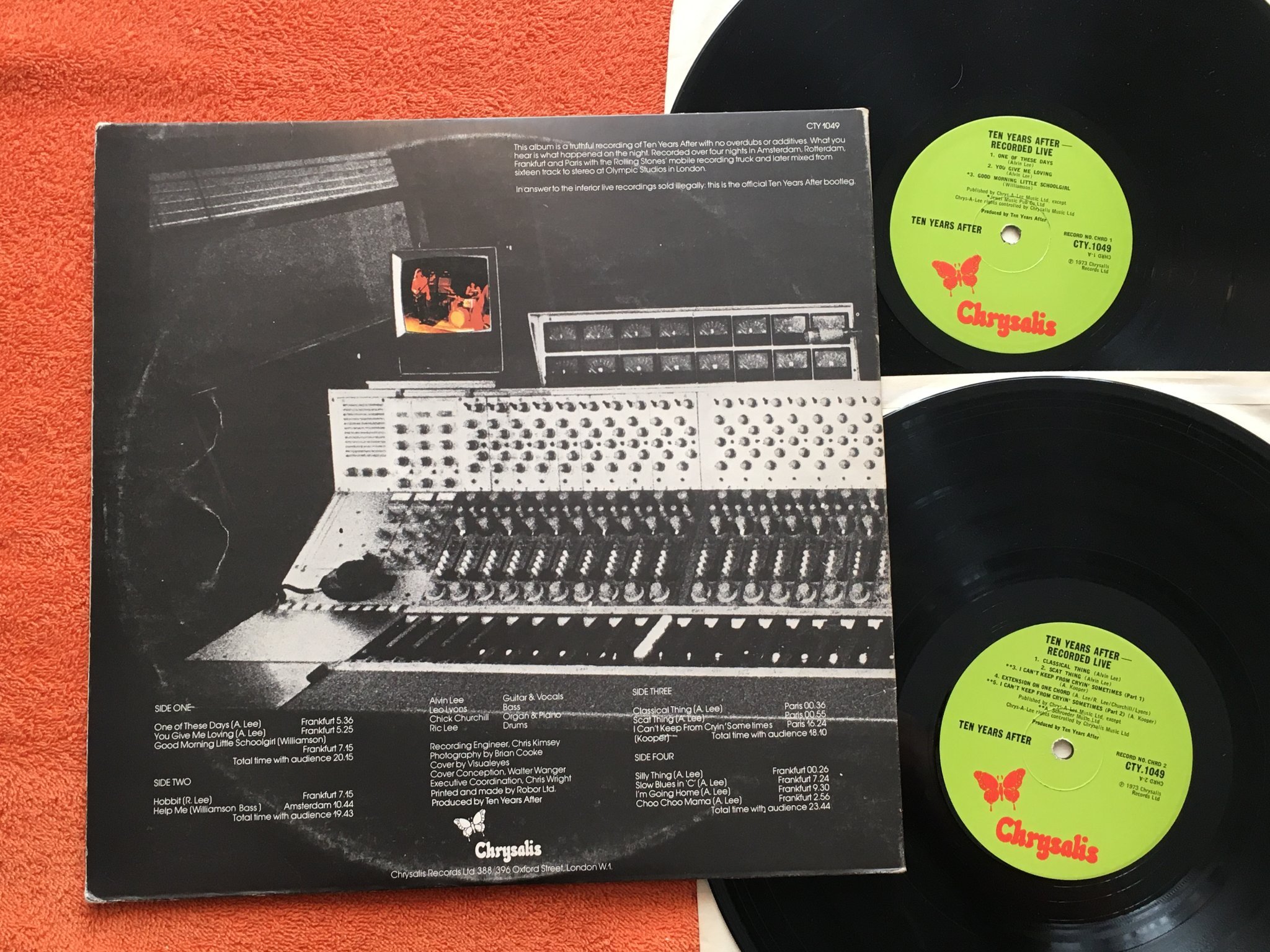 Omslagsbild för skivan TEN YEARS AFTER recorded live 2xLP -73 UK CHRYSALIS CTY 1049