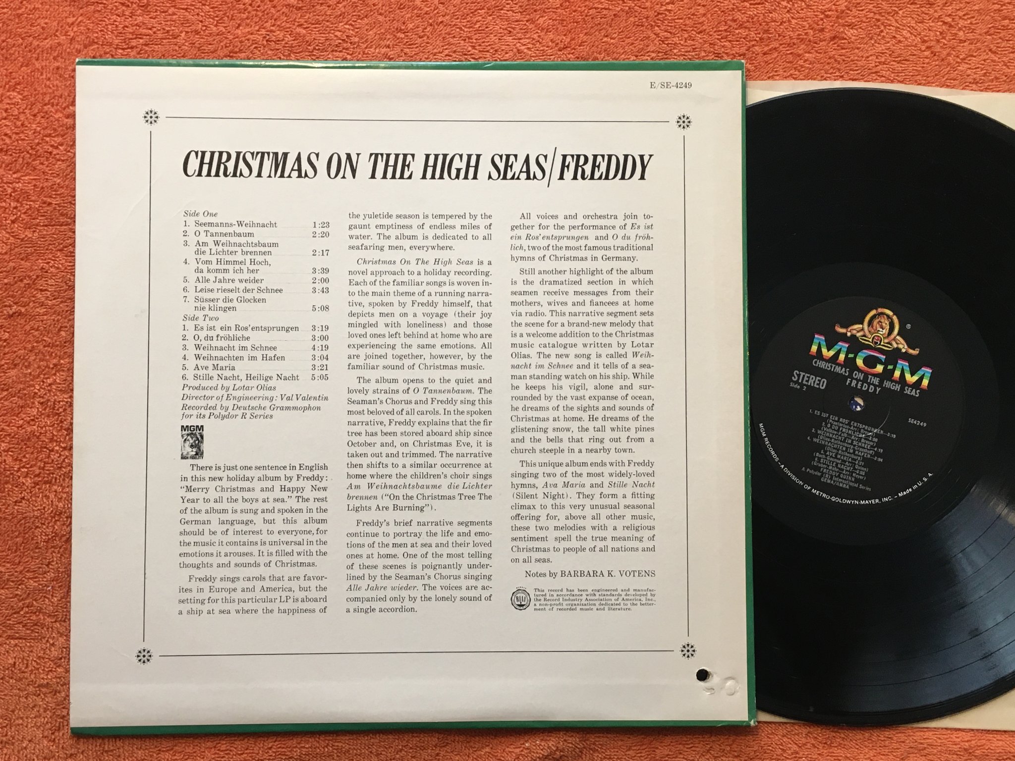 Omslagsbild för skivan FREDDY christmas on the high seas LP US MGM SE 4249