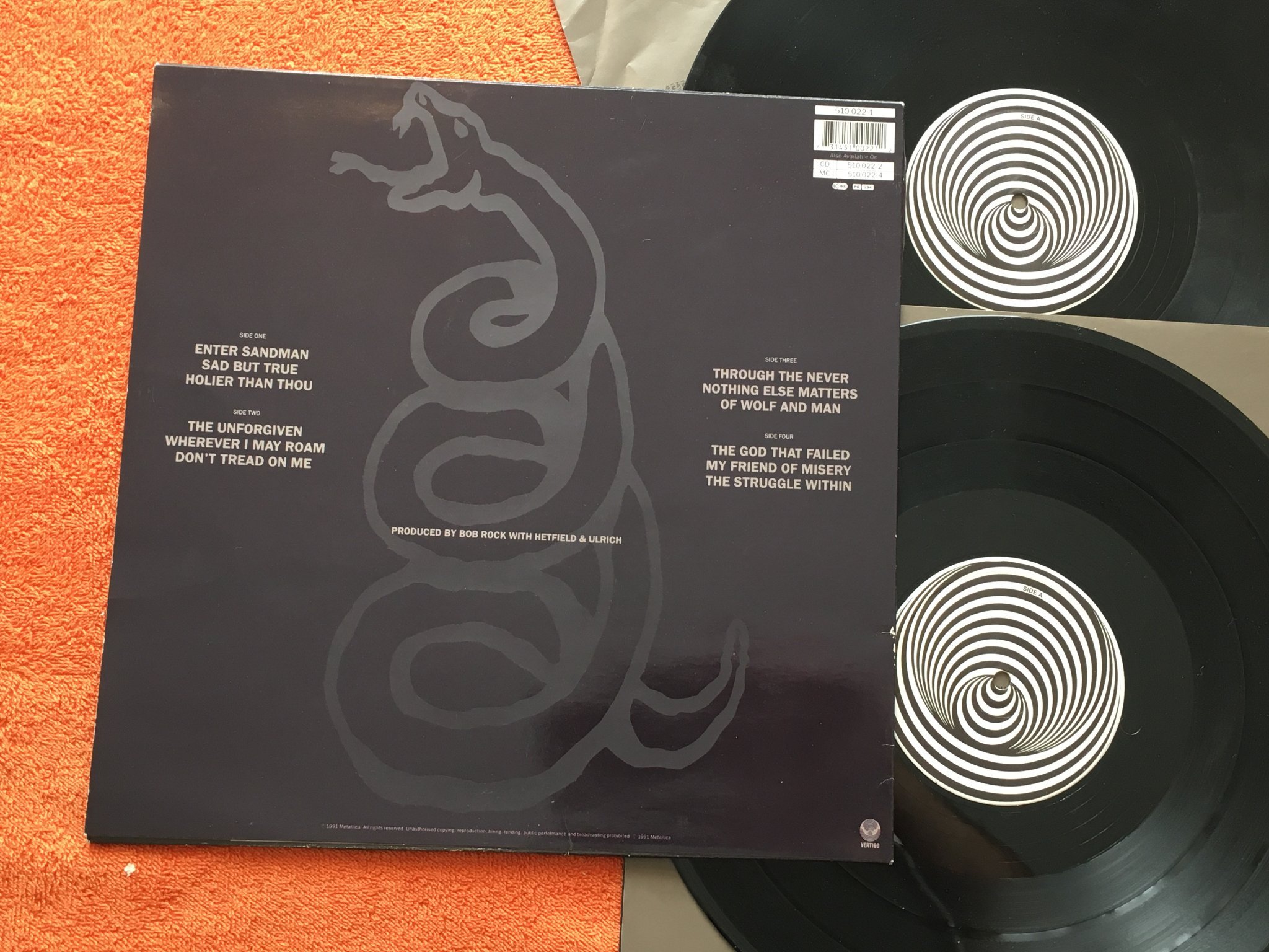 Omslagsbild för skivan METALLICA s/t 2xLP -91 Hol VERTIGO 510 028-1