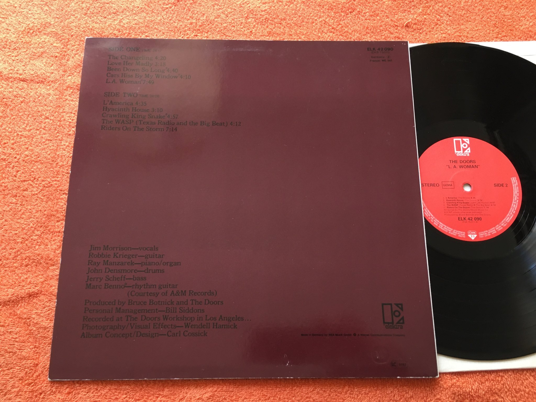 Omslagsbild för skivan THE DOORS L.A. woman LP Ger. ELEKTRA ELK 42090