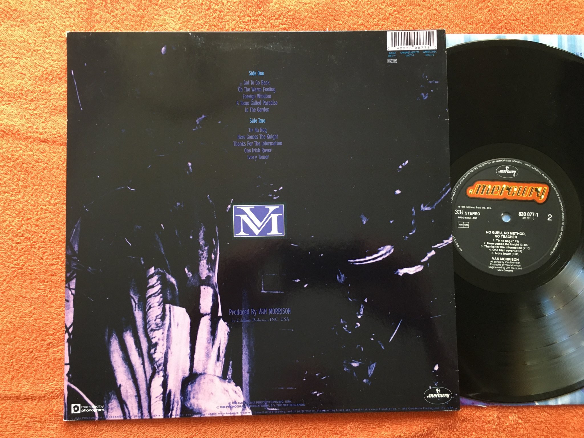 Omslagsbild för skivan VAN MORRISON no guru, no method, no teacher LP -86 Hol MERCURY 8300771