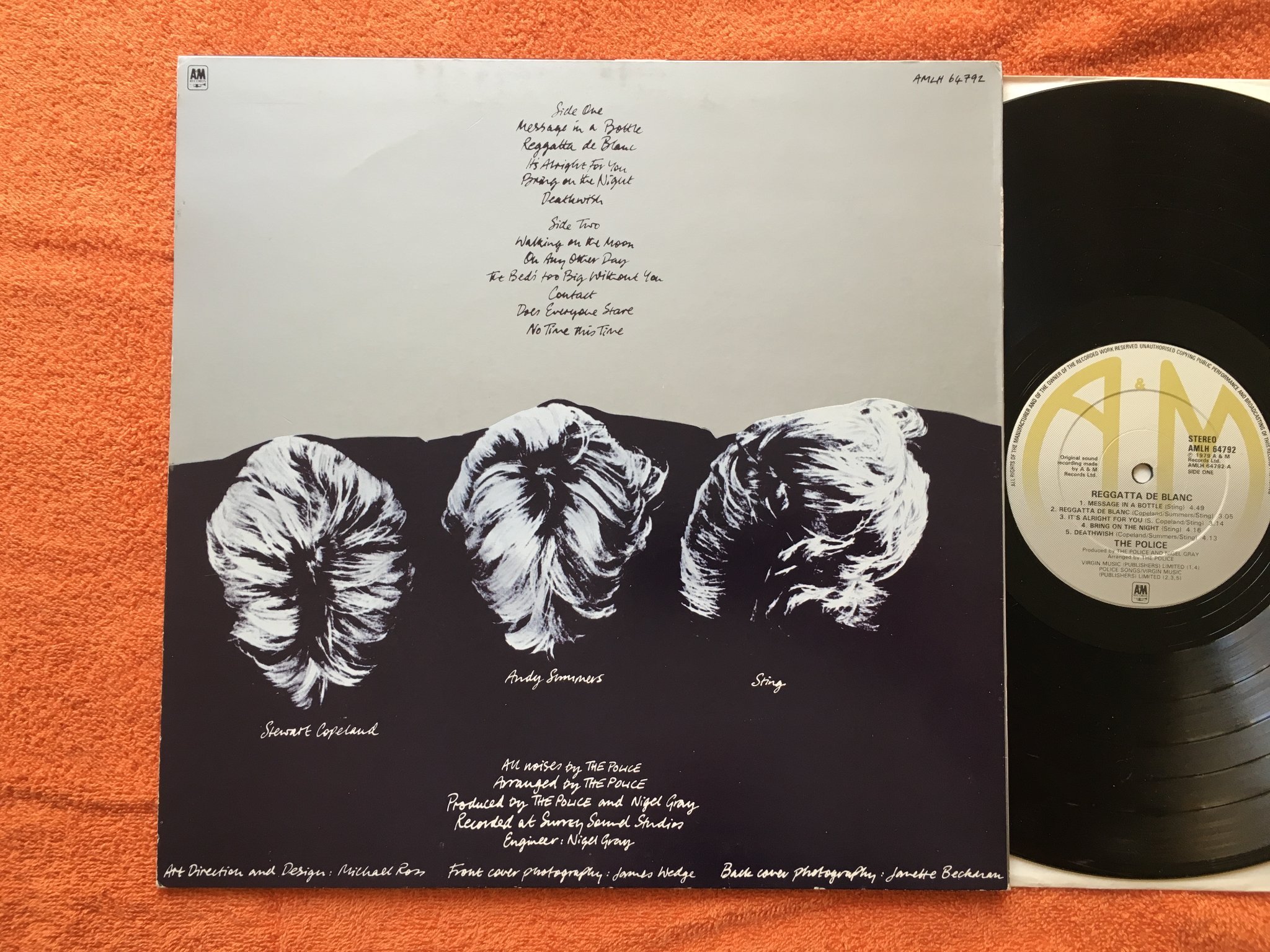 Omslagsbild för skivan POLICE reggatta de blanc LP -79 UK A&M AMLH 64792