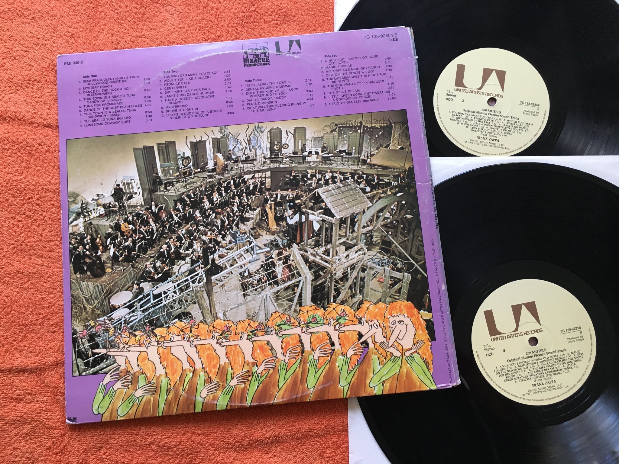 Omslagsbild för skivan FRANK ZAPPA 200 motels 2xLP UNITED ARTISTS 7C 138-92854/5