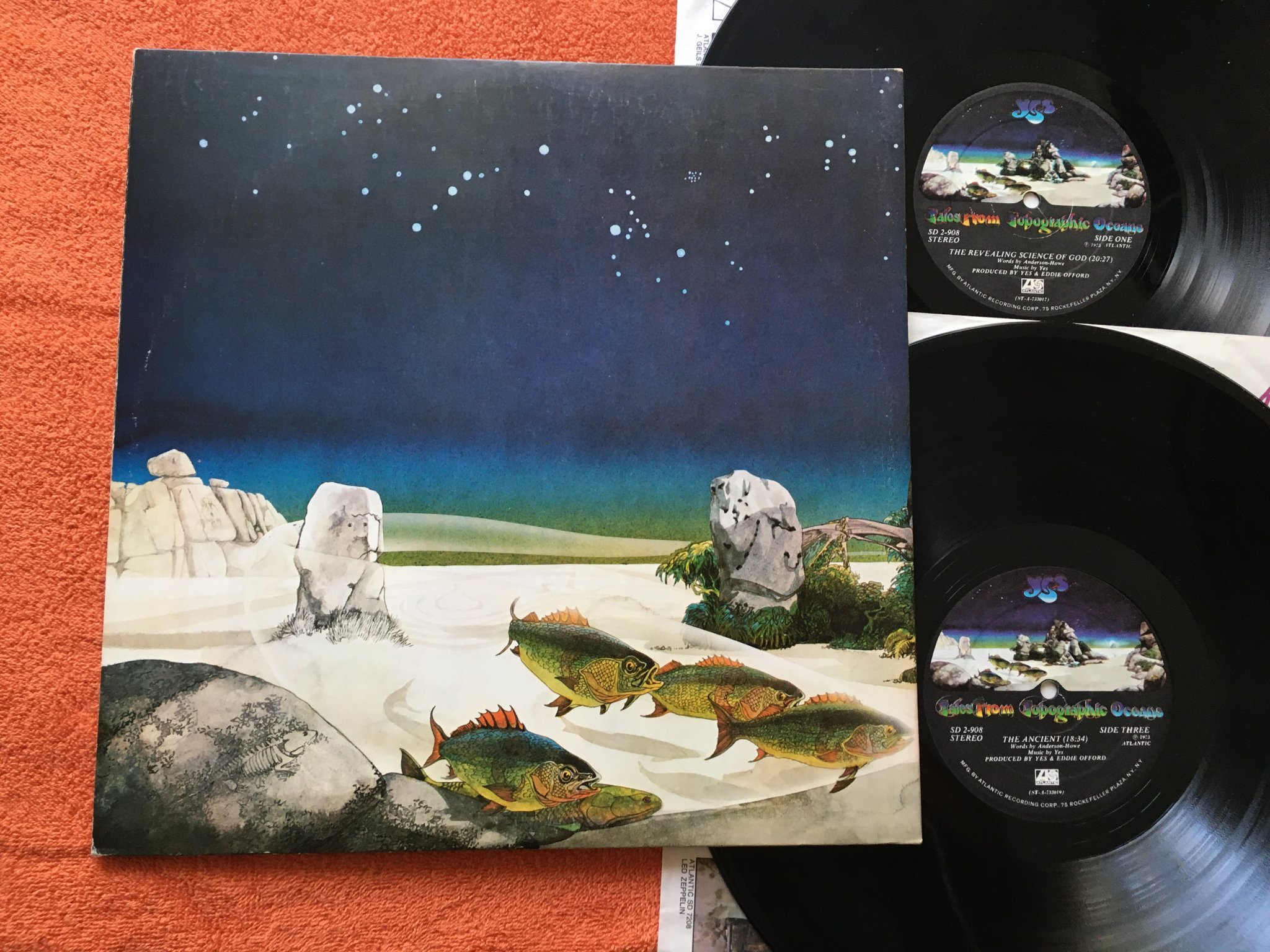 Omslagsbild för skivan YES tales from topographic oceans 2xLP -73 US ATLANTIC SD 2-908