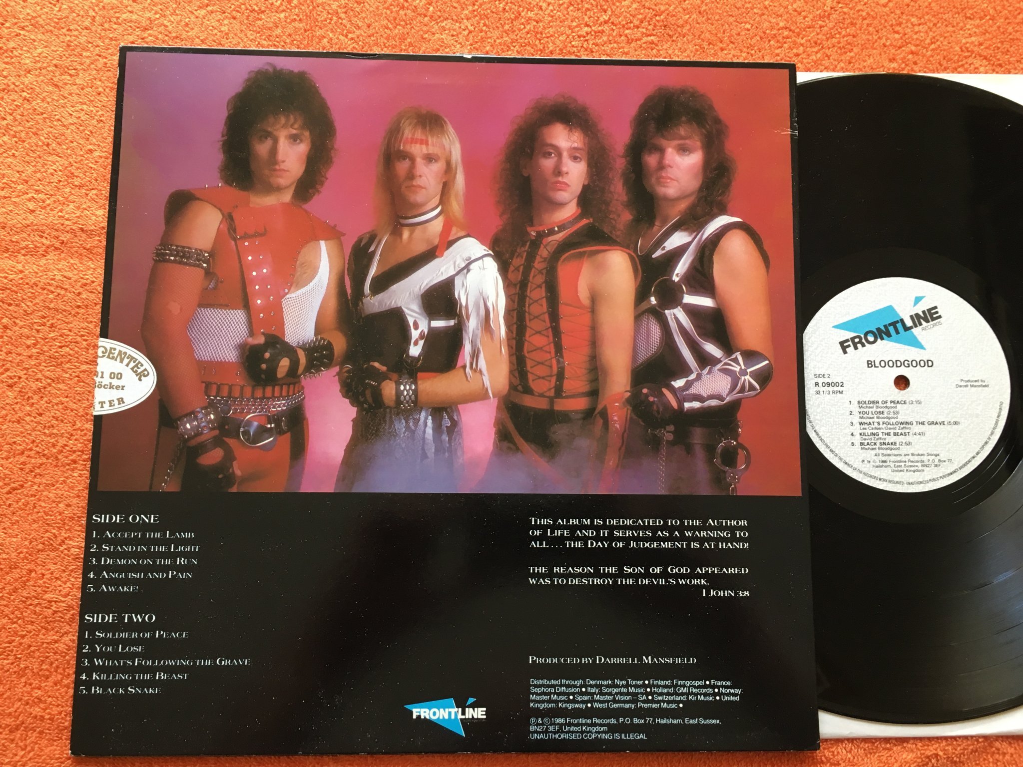 Omslagsbild för skivan BLOODGOOD s/t LP -86 FRONTLINE R 09002