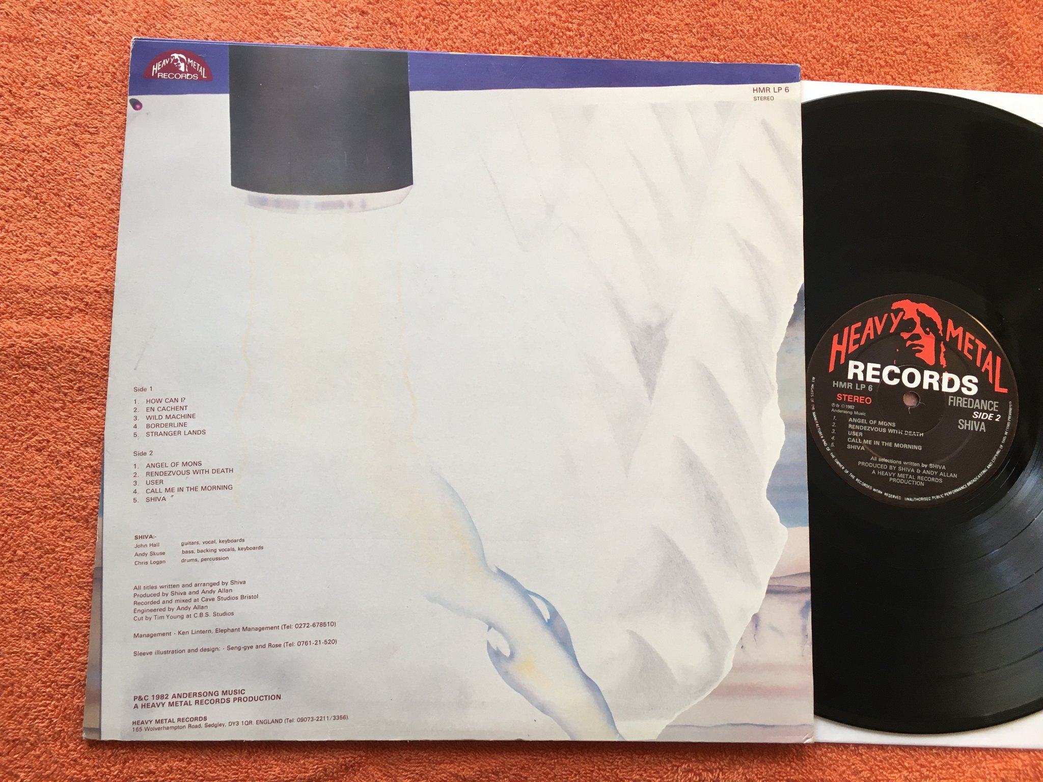 Omslagsbild för skivan SHIVA firedance LP -82 UK heavy metal records HMR LP 6