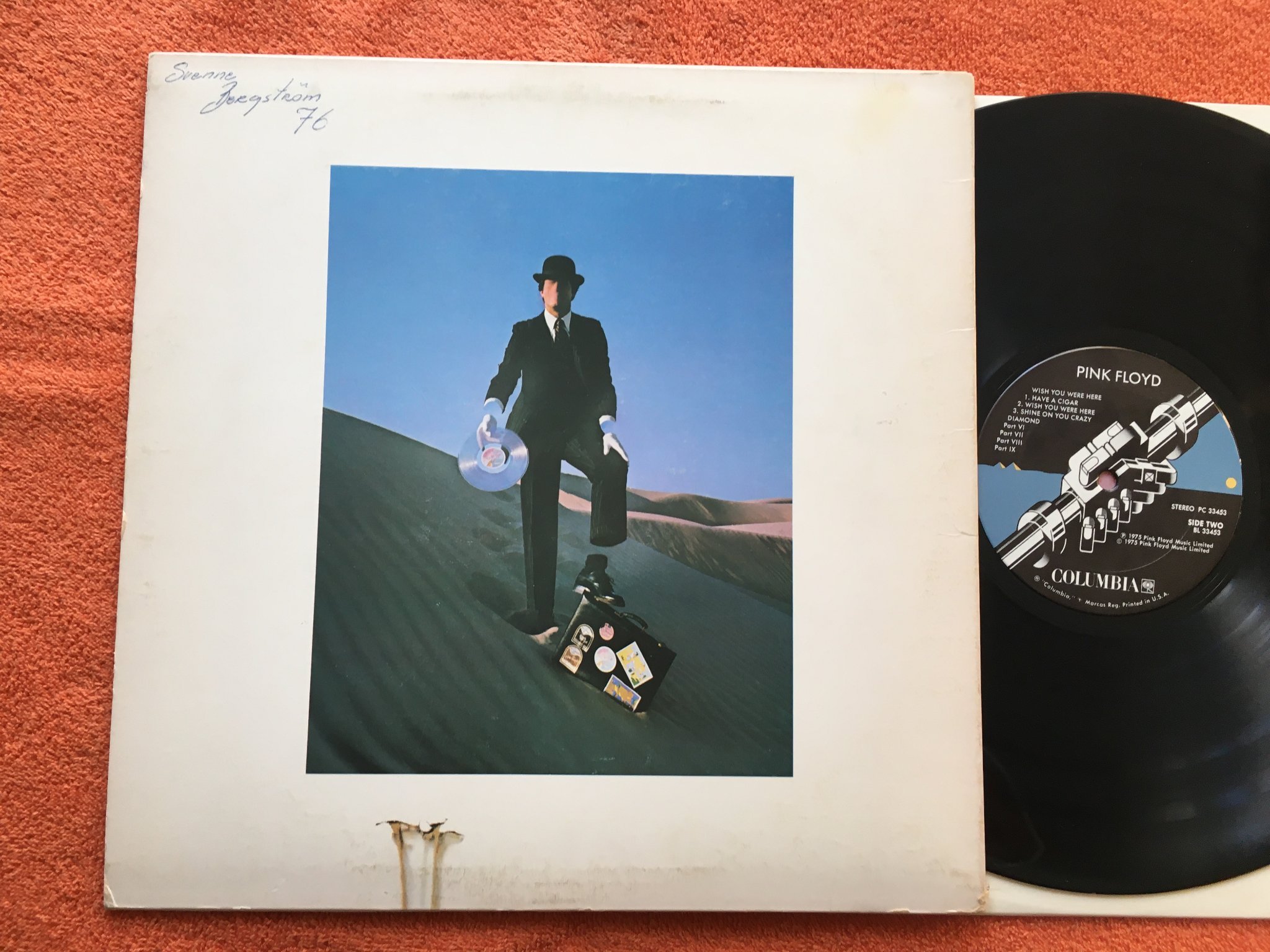Omslagsbild för skivan PINK FLOYD wish you were here LP -83 HARVEST PC 33453