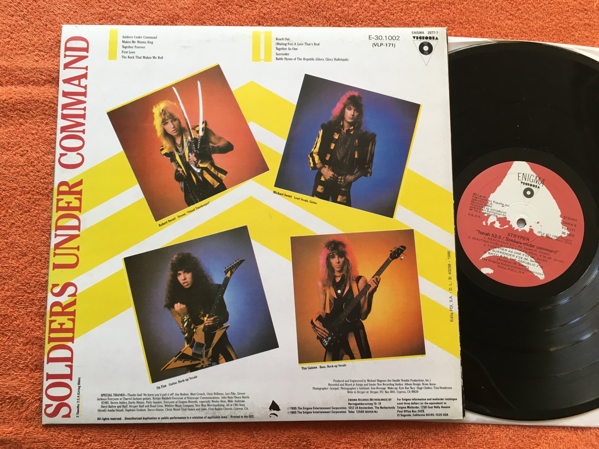 Omslagsbild för skivan STRYPER Isaiah 53:5 LP -85 ENIGMA VLP 171