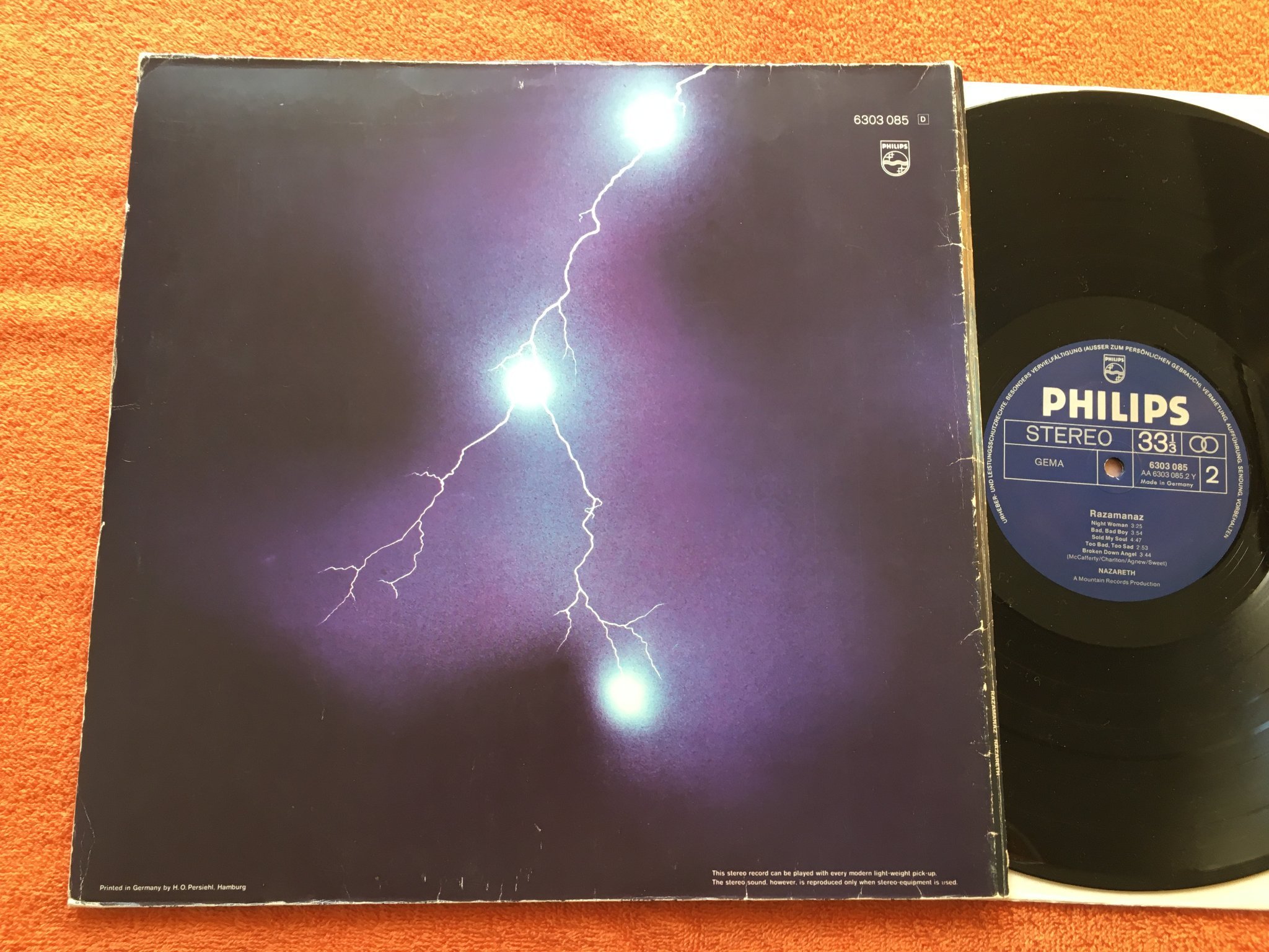 Omslagsbild för skivan NAZARETH razamanaz LP -73 Ger PHILIPS 6303 085