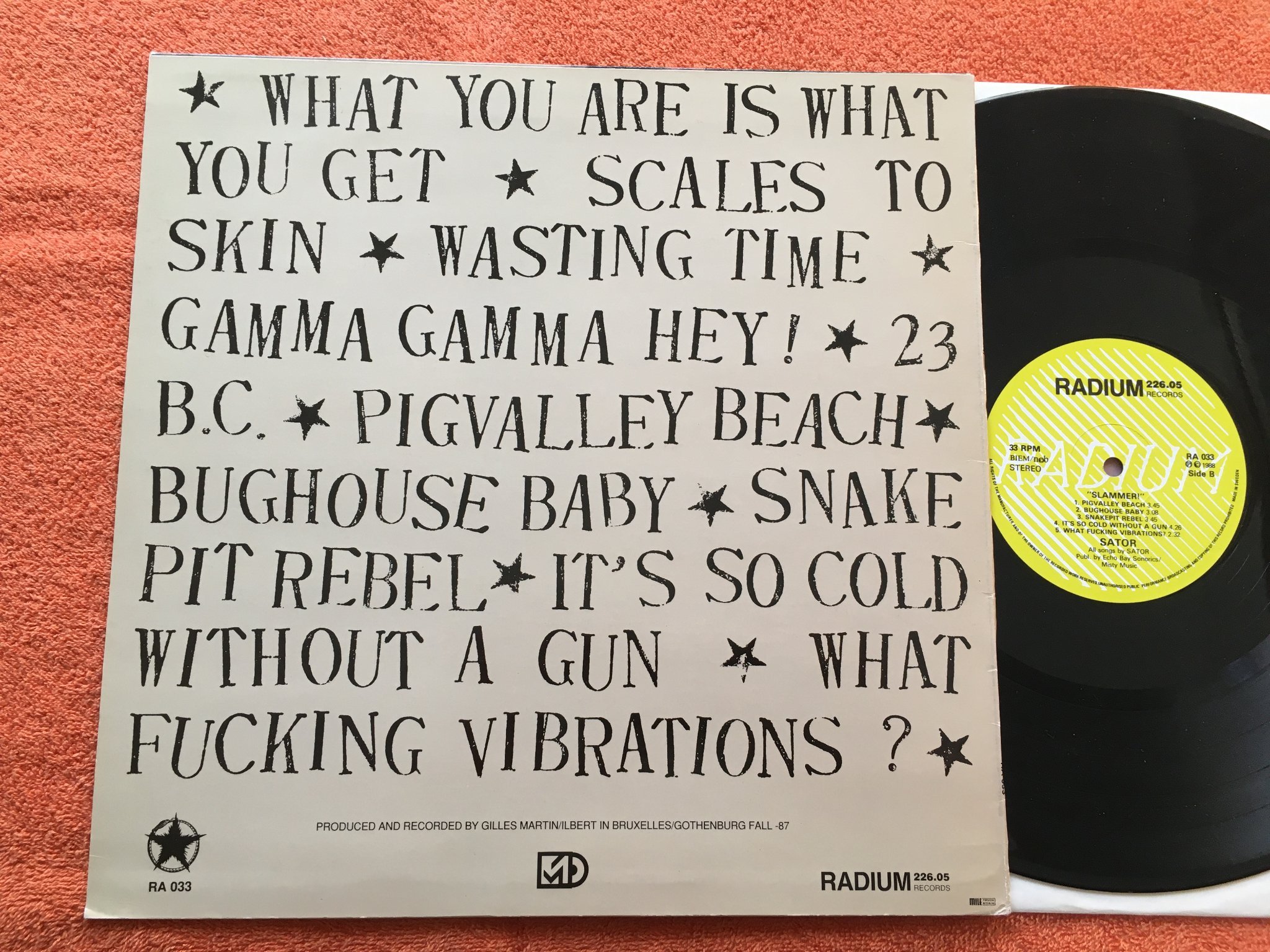 Omslagsbild för skivan SATOR slammer! LP -88 Swe RADIUM 226.05 RA 033