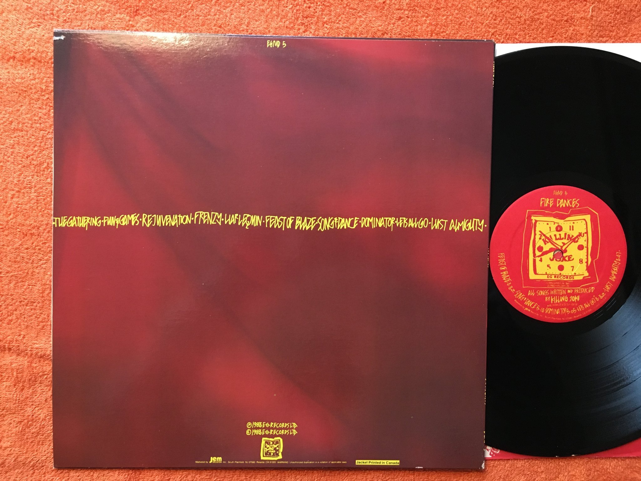 Omslagsbild för skivan KILLING JOKE Fire Dances LP -83 US EG EGMD 5