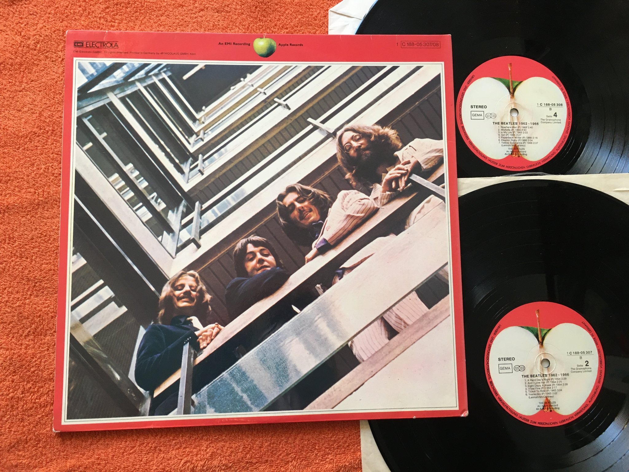 Omslagsbild för skivan BEATLES 1962-1966 2xLP Ger. APPLE 1C 188-05307