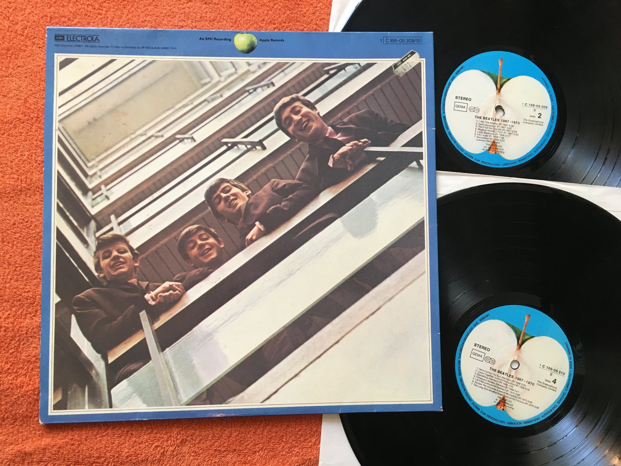 Omslagsbild för skivan BEATLES 1967-1970 2xLP Ger. APPLE 1C 188-05310
