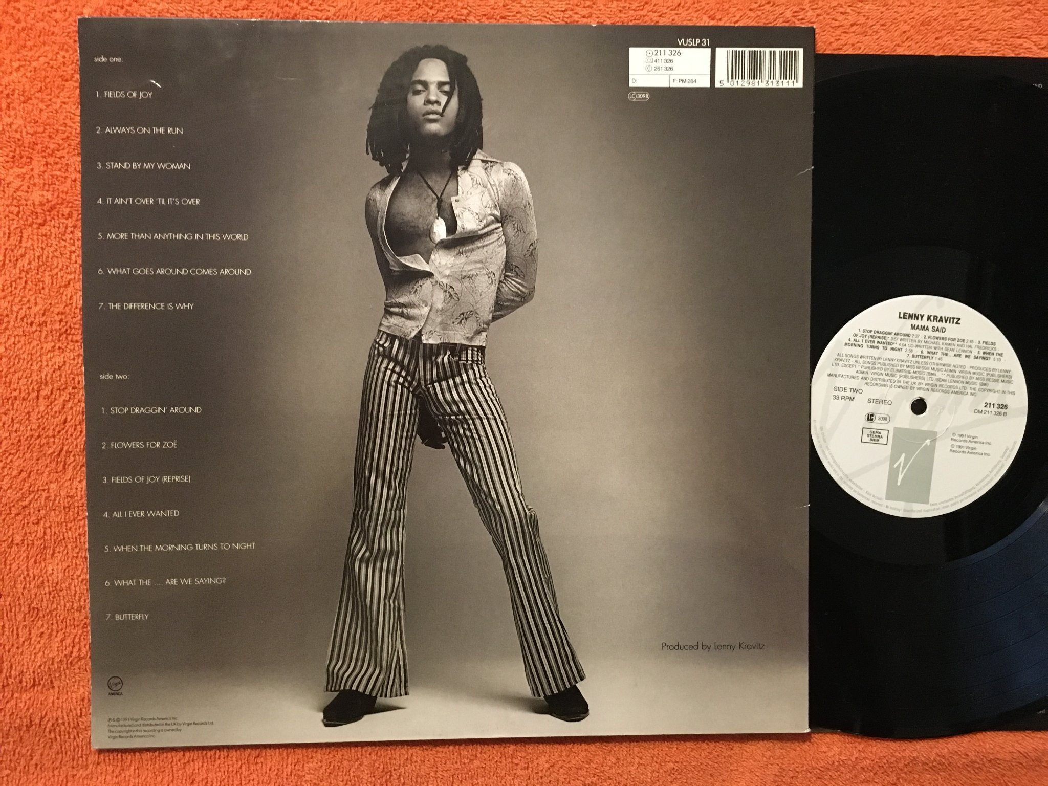 Omslagsbild för skivan LENNY KRAVITZ mama said LP -91 VIRGIN 211 326