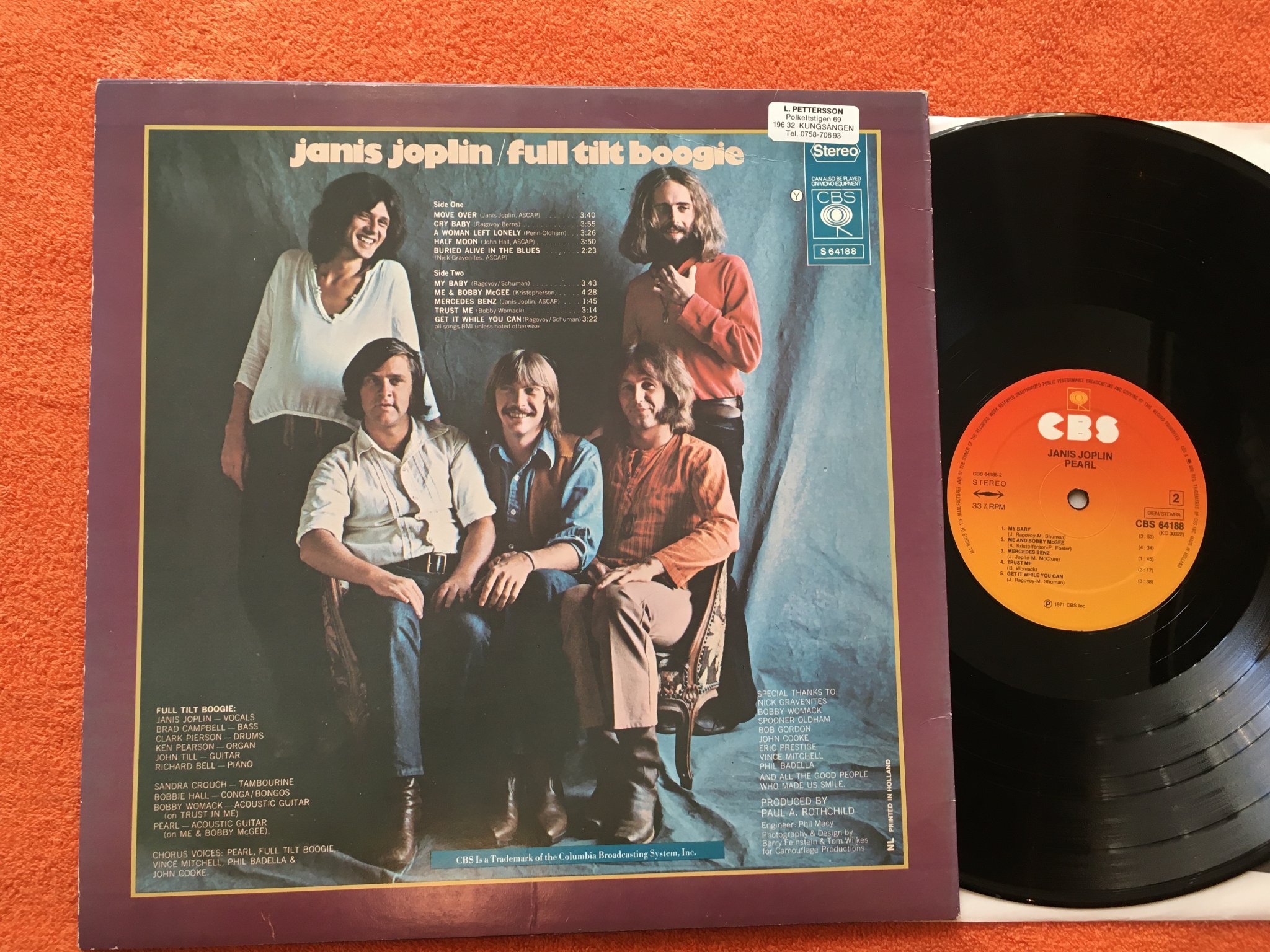 Omslagsbild för skivan JANIS JOPLIN pearl LP Hol CBS 64188