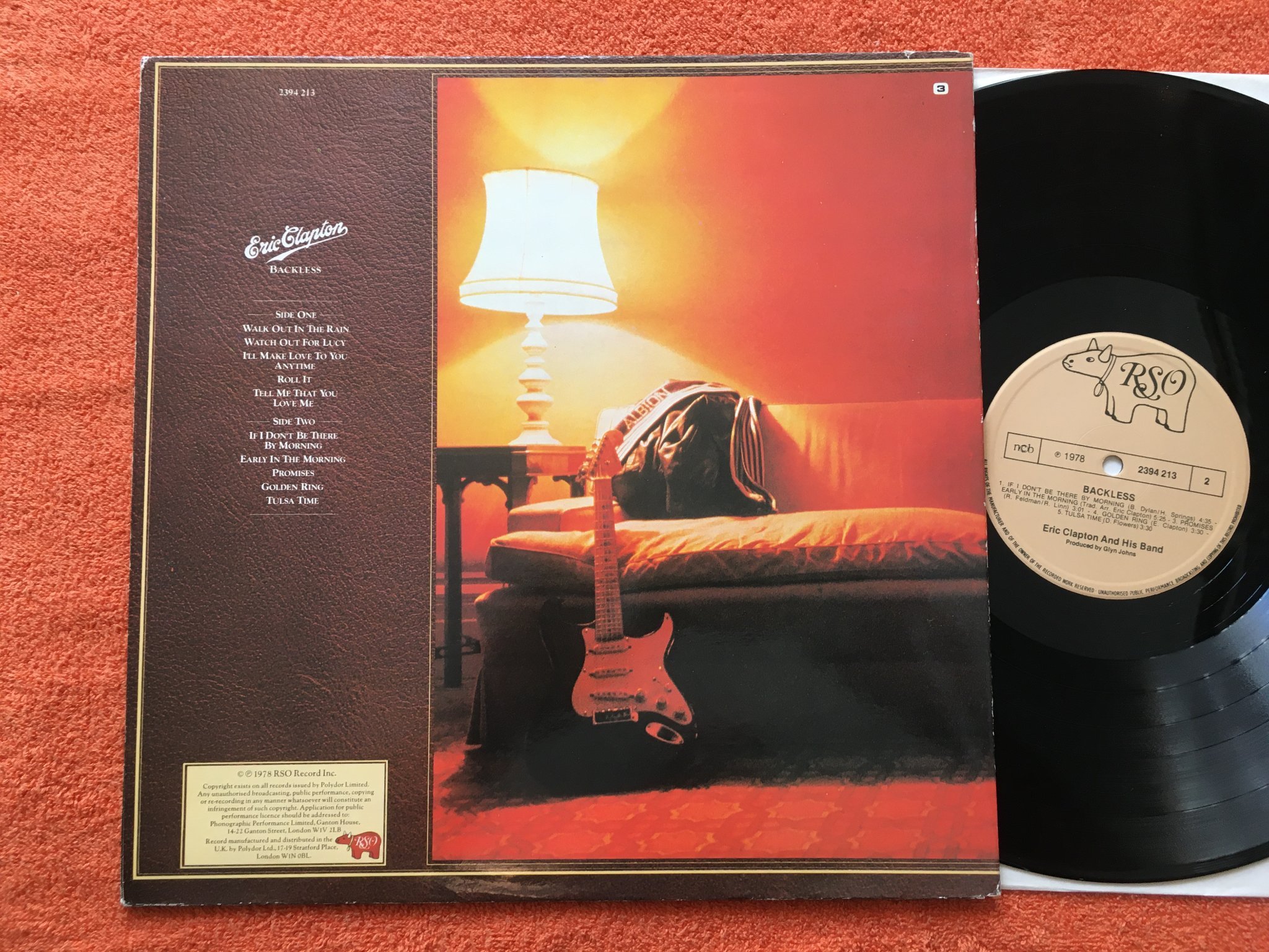 Omslagsbild för skivan ERIC CLAPTON AND HIS BAND backless LP -78 RSO 2394213