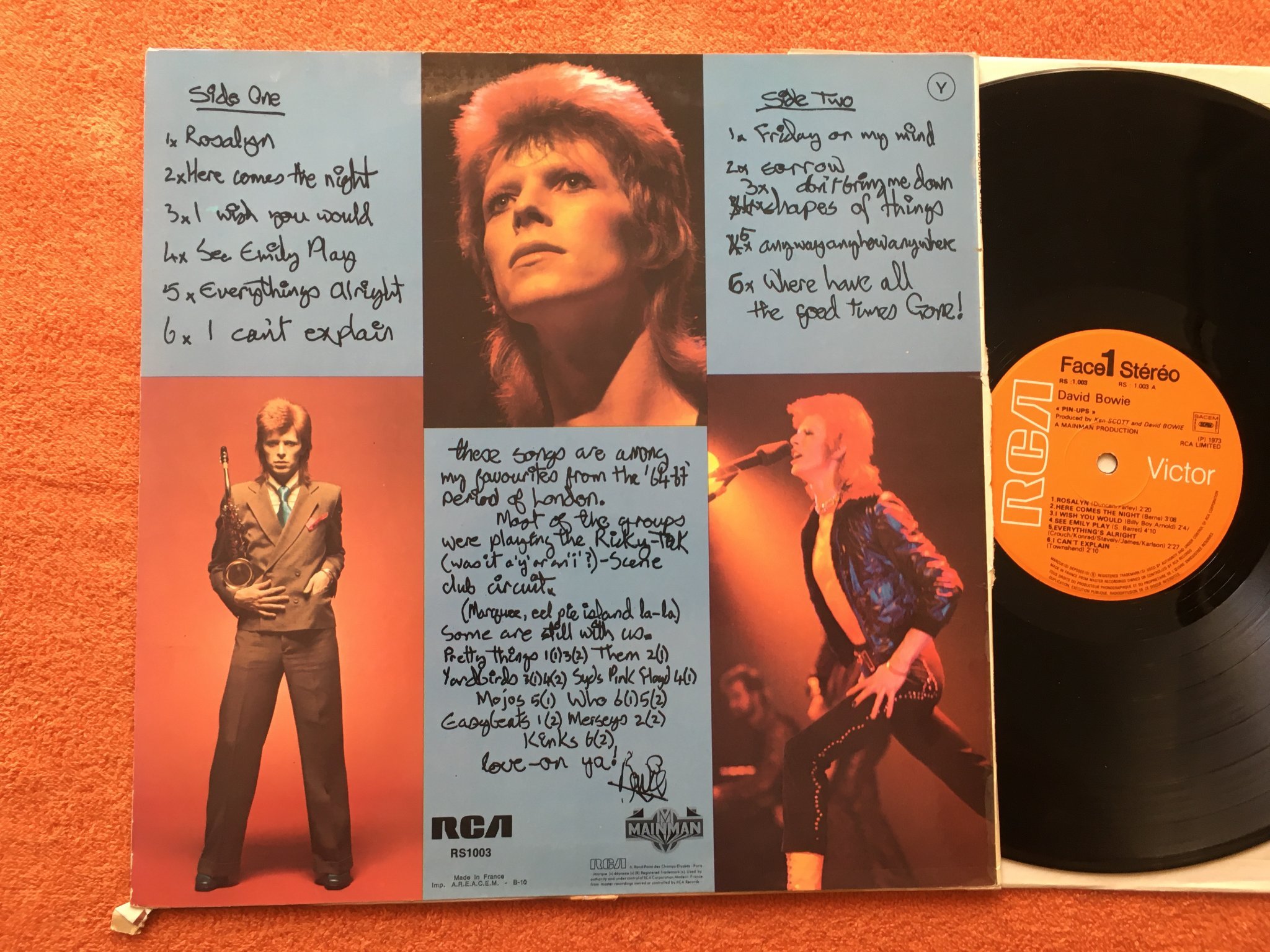 Omslagsbild för skivan DAVID BOWIE pin-ups  LP -73 RCA Fra RS 1.003