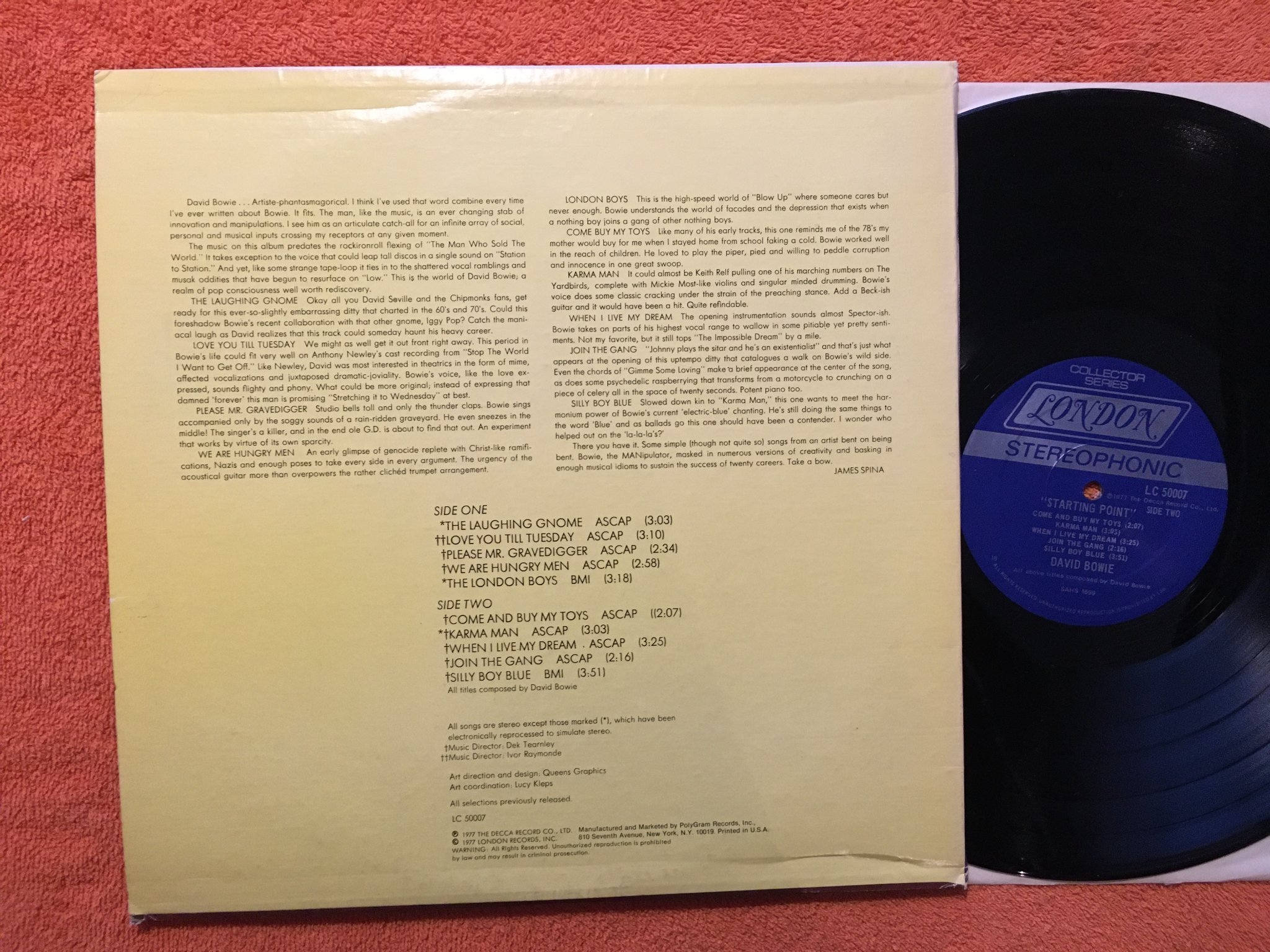 Omslagsbild för skivan DAVID BOWIE starting point LP -77 US LONDON LC 50007