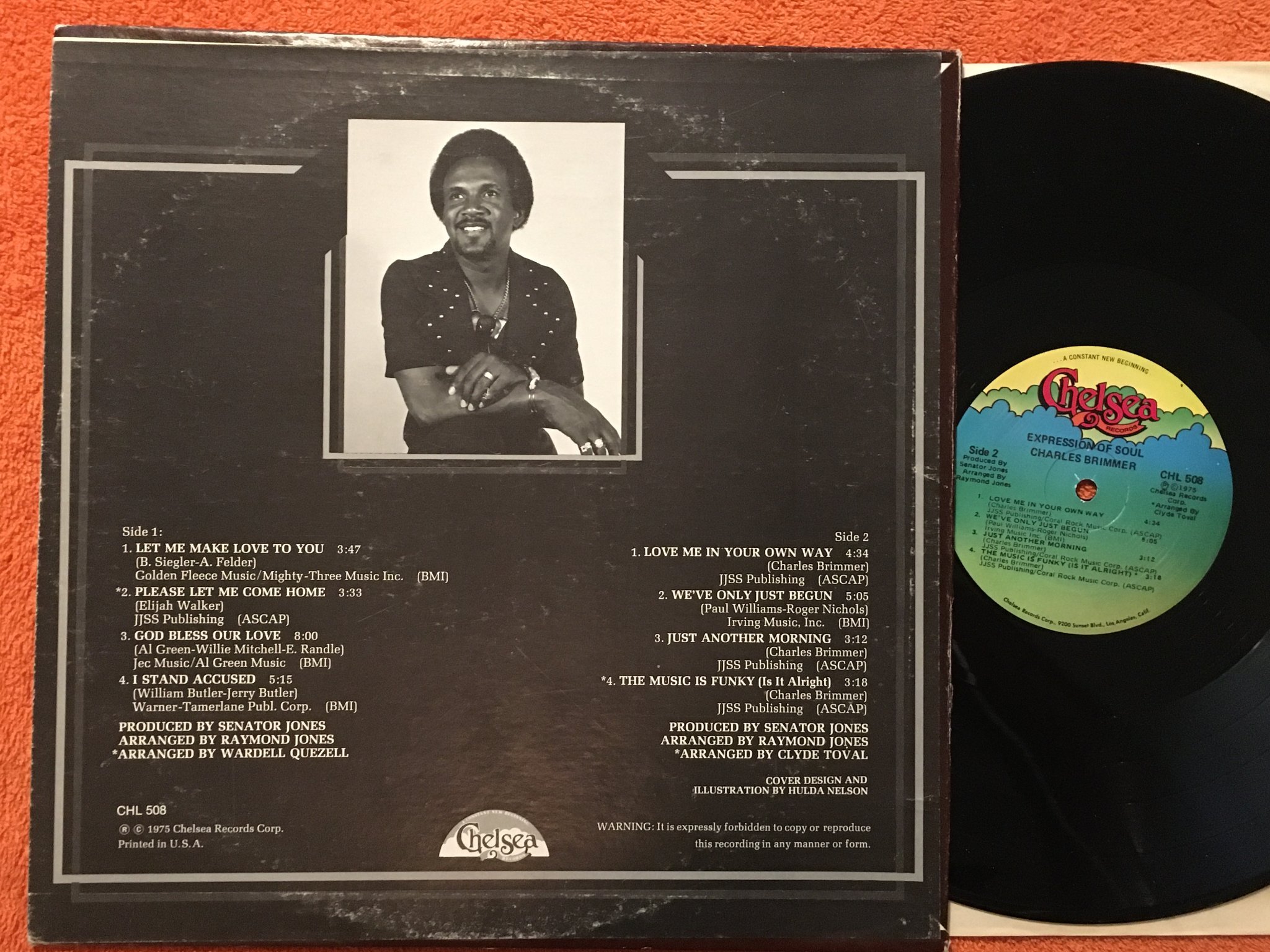 Omslagsbild för skivan CHARLES BRIMMER expression of soul LP -75 US CHELSEA CHL 508