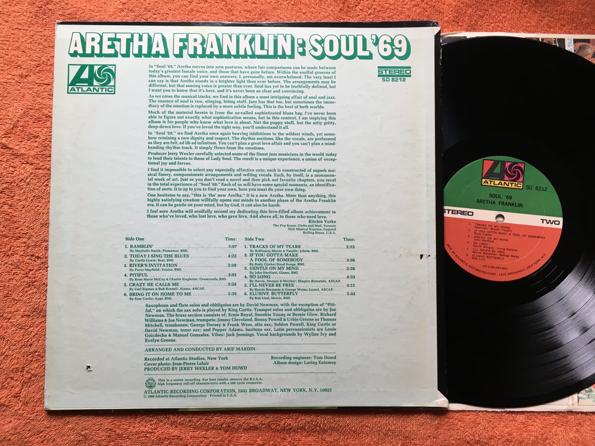 Omslagsbild för skivan ARETHA FRANKLIN soul '69 LP -69 US ATLANTIC SD 8212