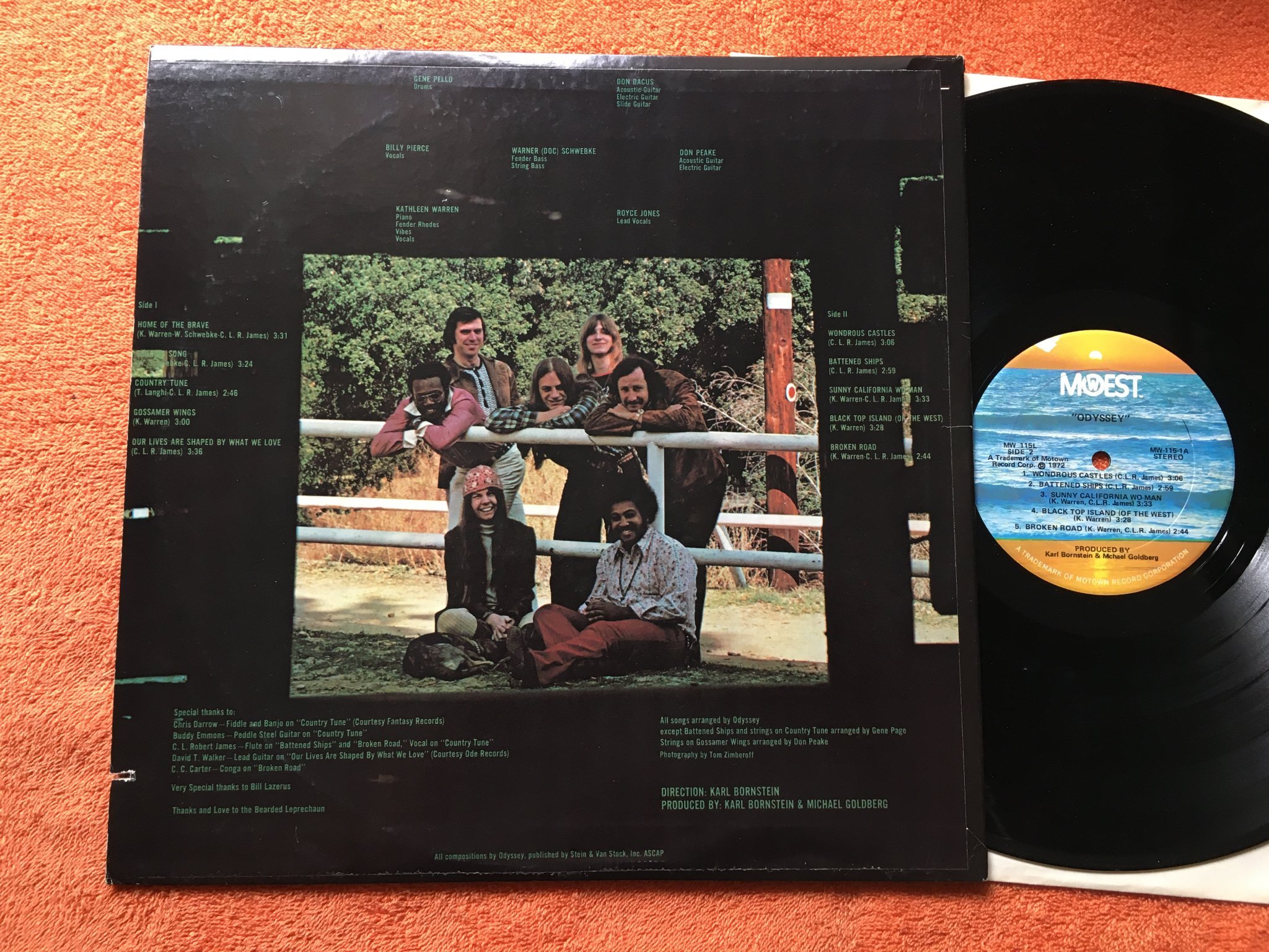 Omslagsbild för skivan ODYSSEY s/t LP -72 US MOWEST MW 115L rare psych soul