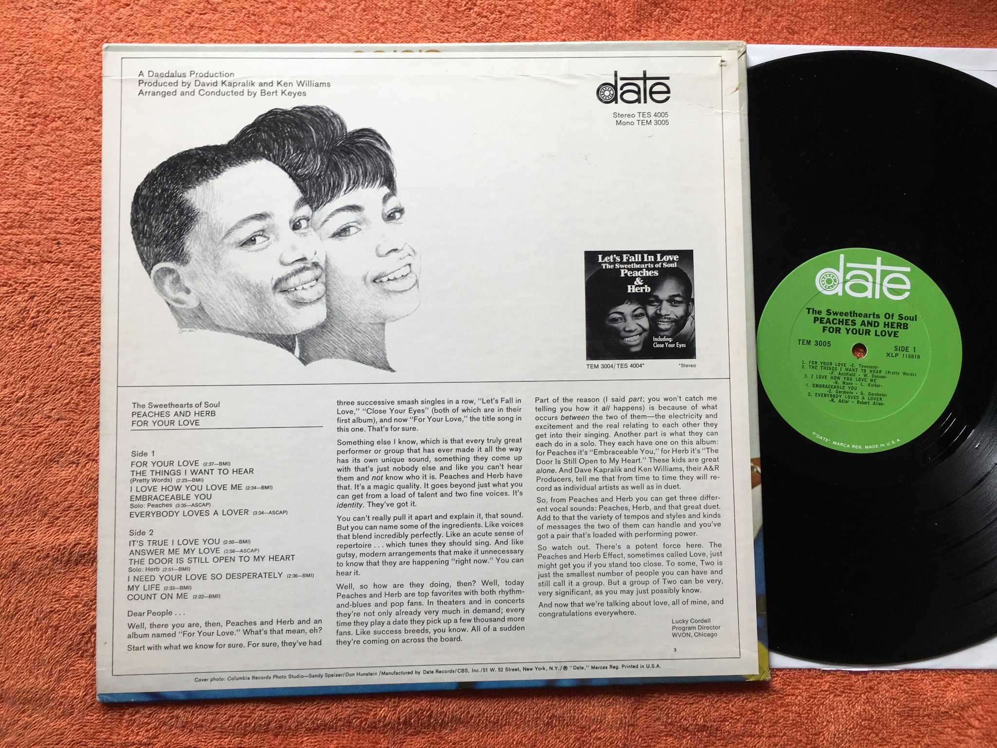 Omslagsbild för skivan PEACHES AND HERB for your soul LP US DATE TEM 3005 