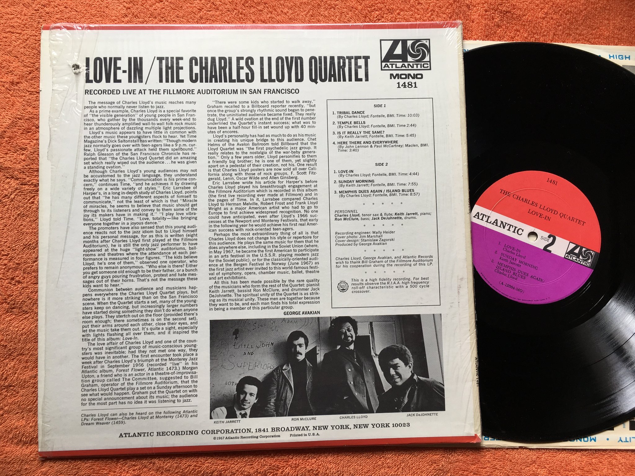 Omslagsbild för skivan THE CHARLES LLOYD QUARTET love-in LP -67 US ATLANTIC 1481
