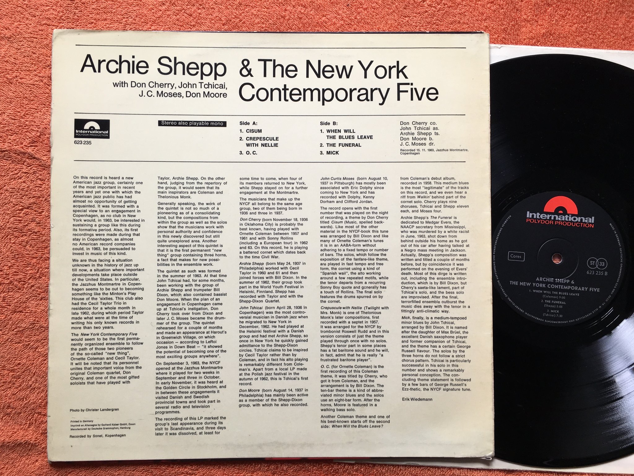 Omslagsbild för skivan ARCHIE SHEPP & THE NEW YORK CONTEMPORARY FIVE LP Ger POLYDOR INT 623235