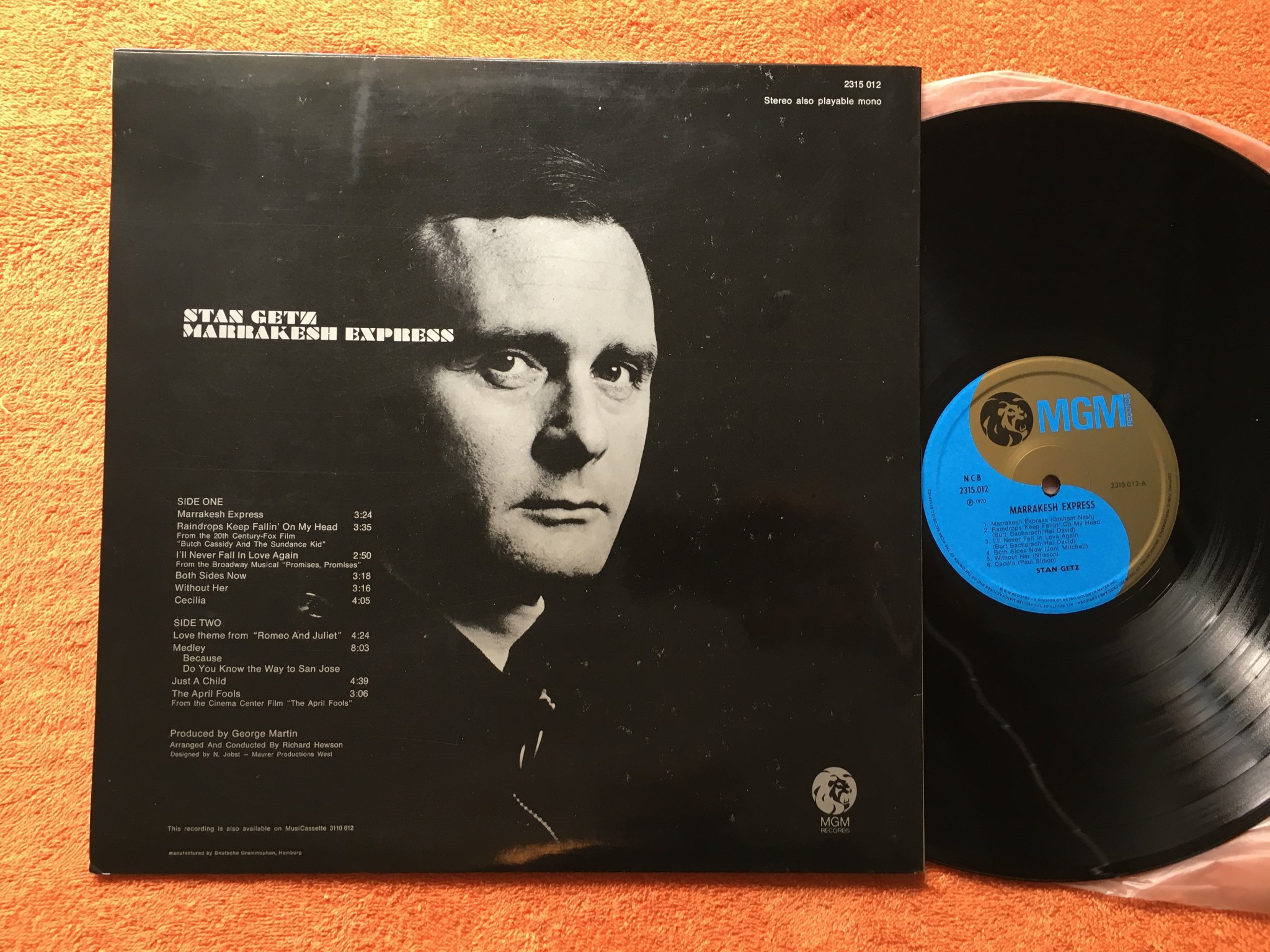 Omslagsbild för skivan STAN GETZ marrakesh express LP -70 MGM 2315012