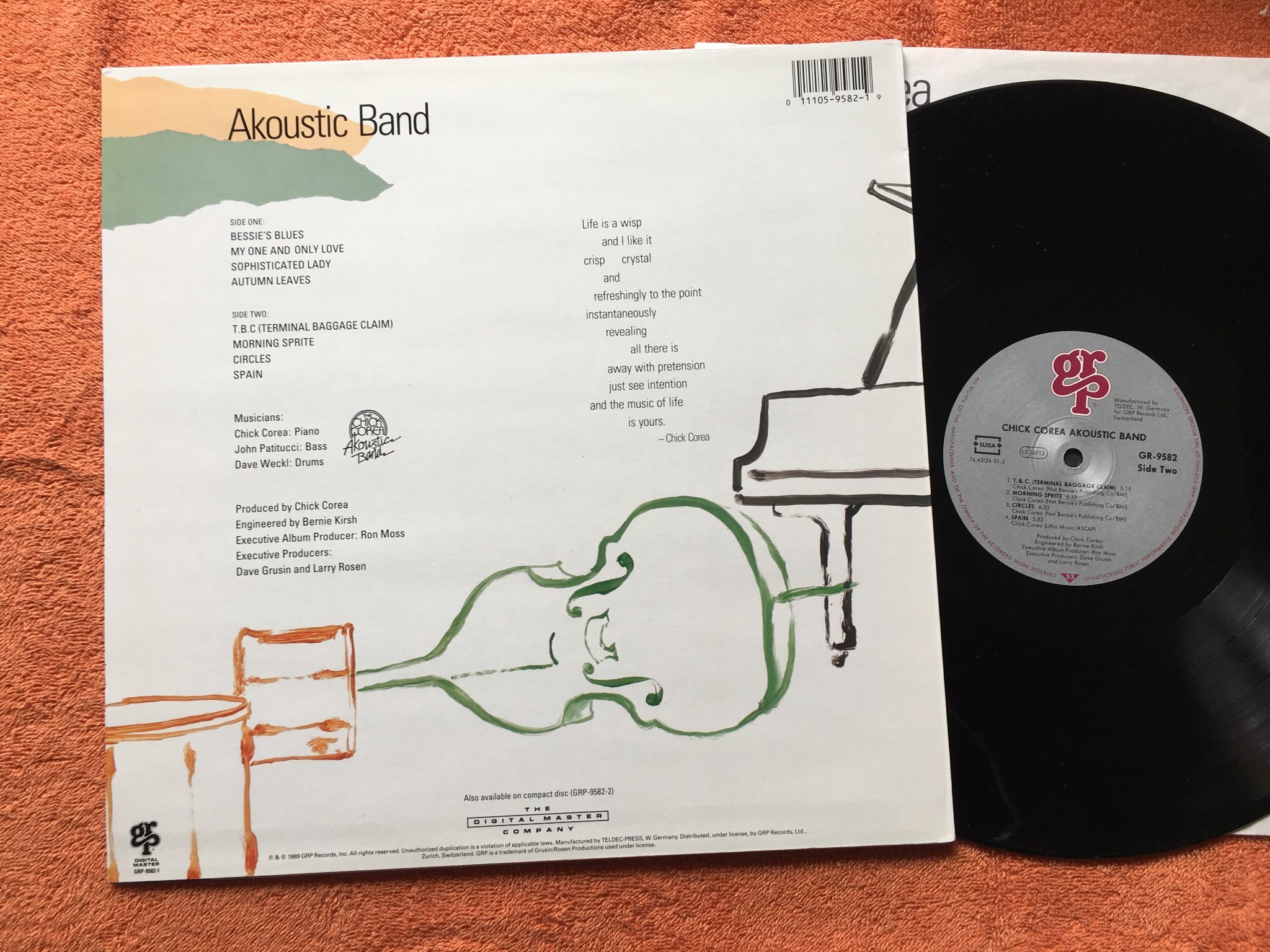 Omslagsbild för skivan CHICK COREA akoustic band LP Suisse GRP GR-9582