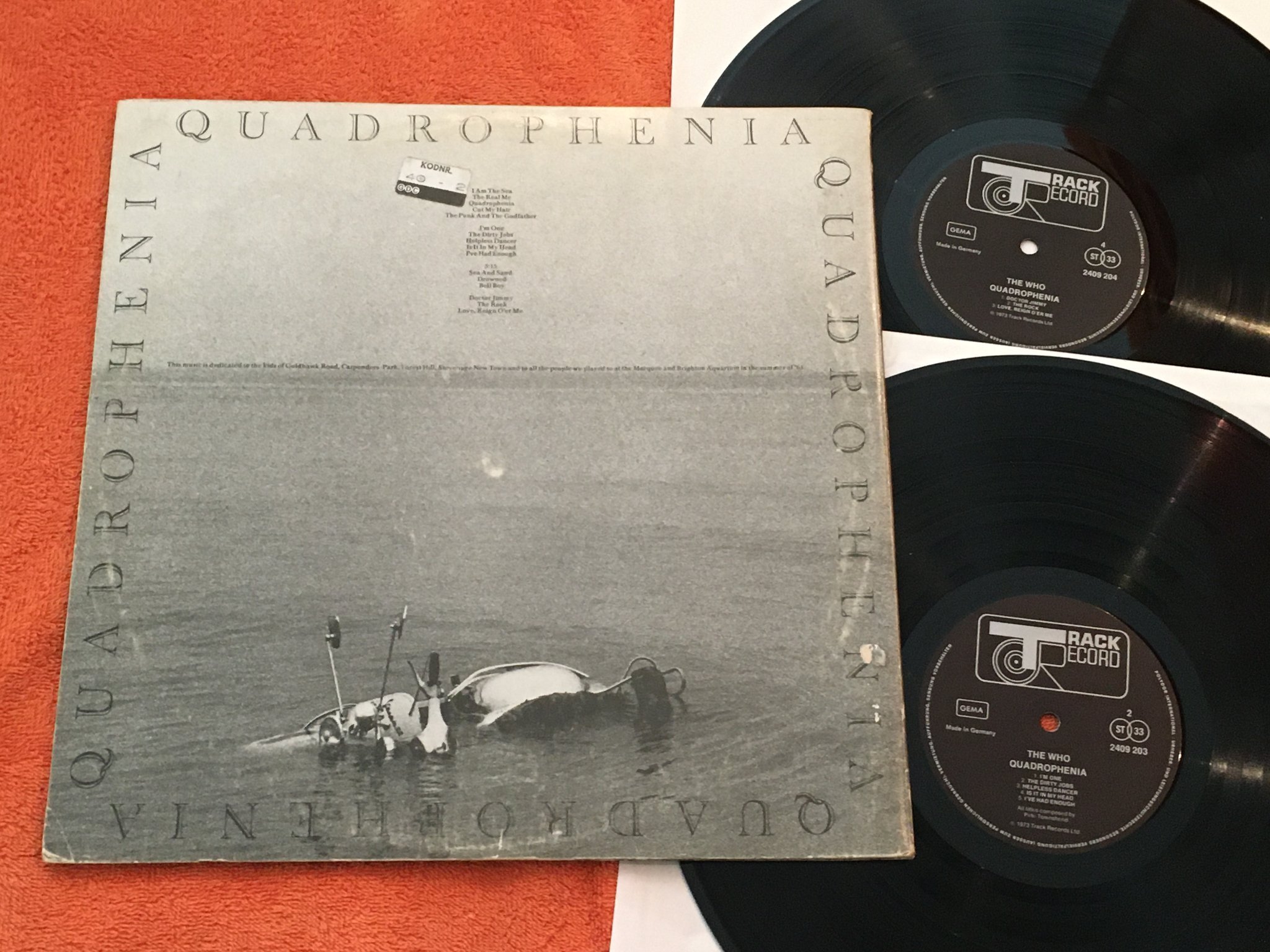 Omslagsbild för skivan THE WHO quadrophenia 2xLP Ger TRACK 2409 204