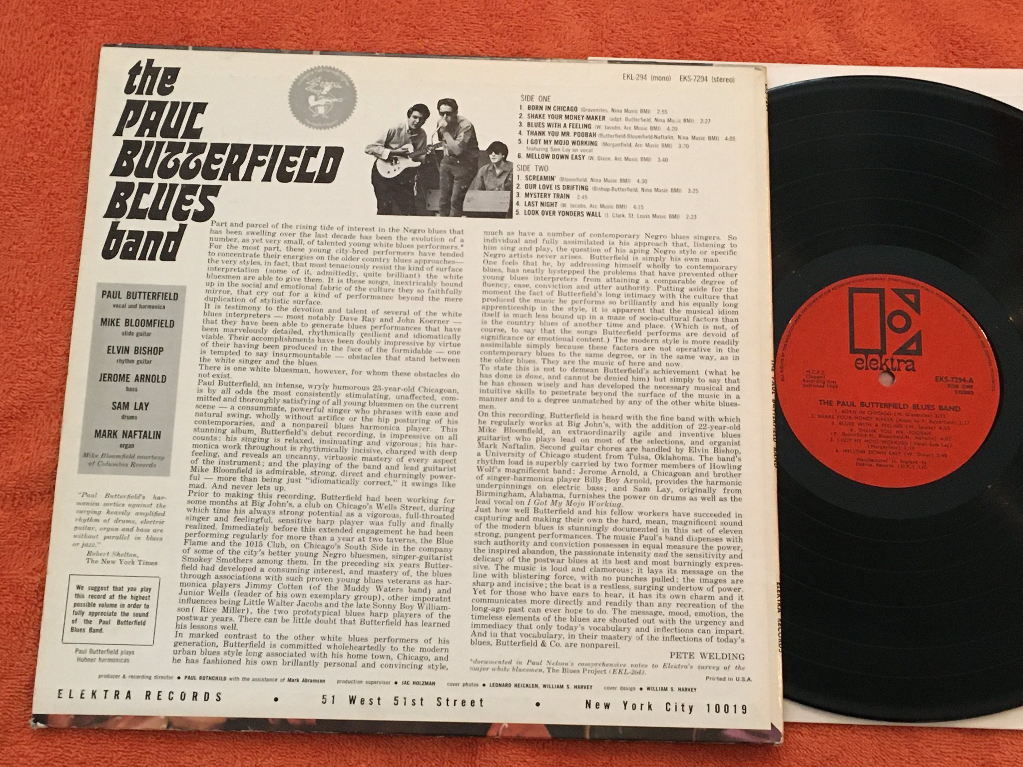 Omslagsbild för skivan THE PAUL BUTTERFIELD BLUES BAND LP -65 UK ELEKTRA EKS 7294