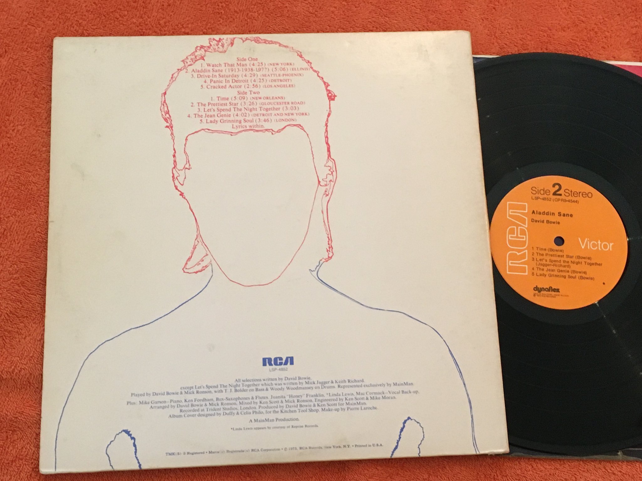 Omslagsbild för skivan DAVID BOWIE aladdin sane LP -73 US RCA LSP 4852