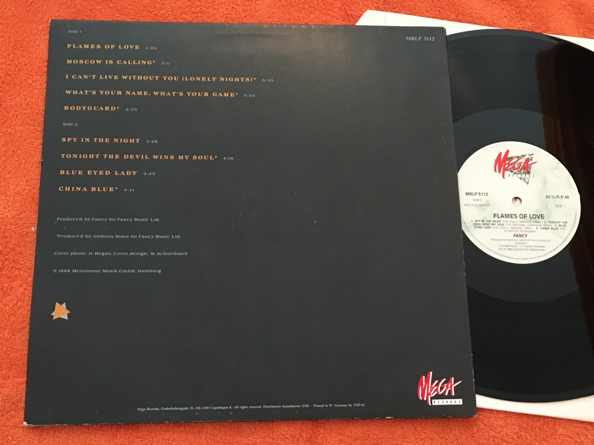 Omslagsbild för skivan FANCY flames of love LP -88 MEGA MRLP 3112