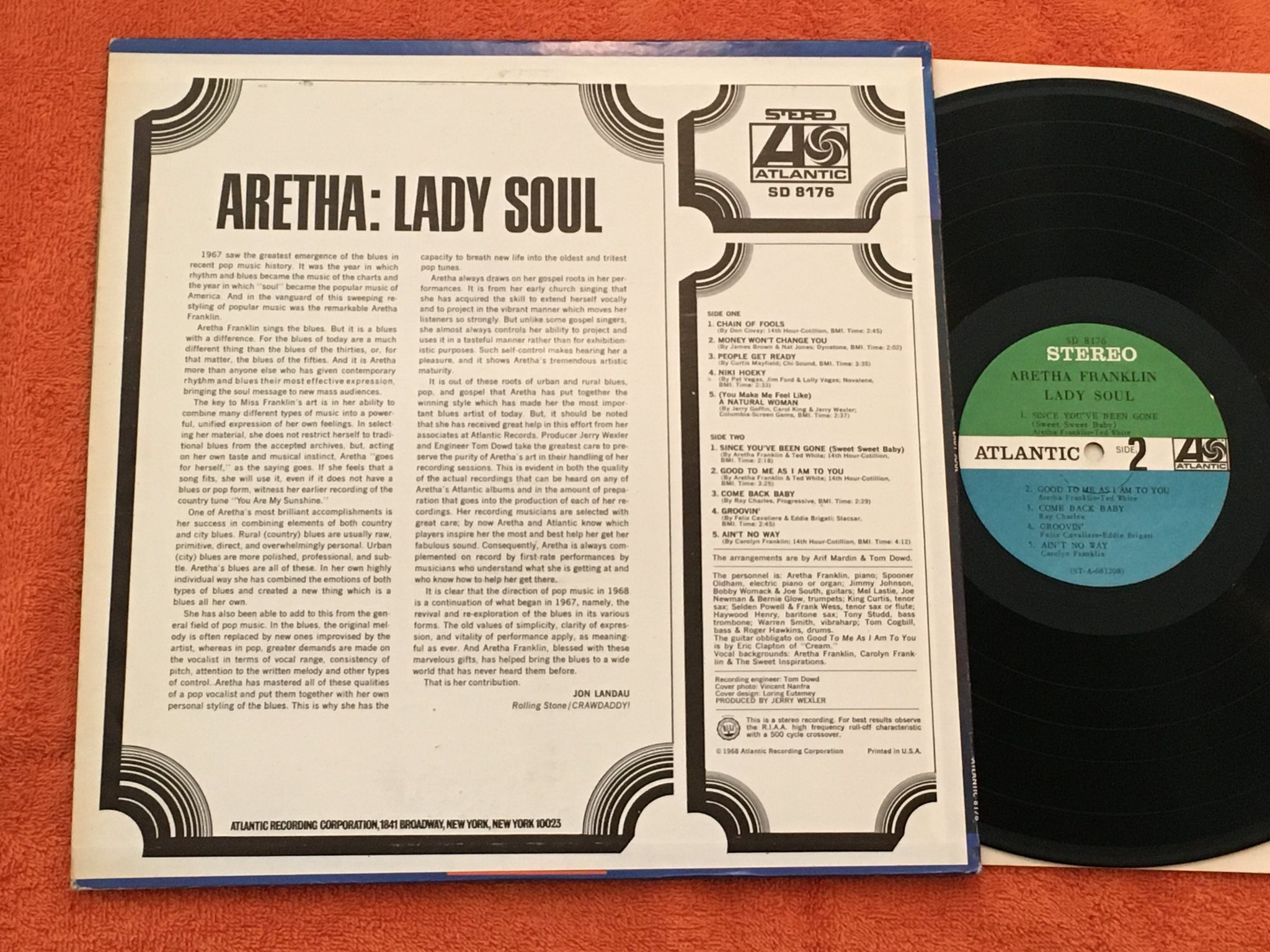 Omslagsbild för skivan ARETHA FRANKLIN lady soul LP -68 US ATLANTIC SD 8176