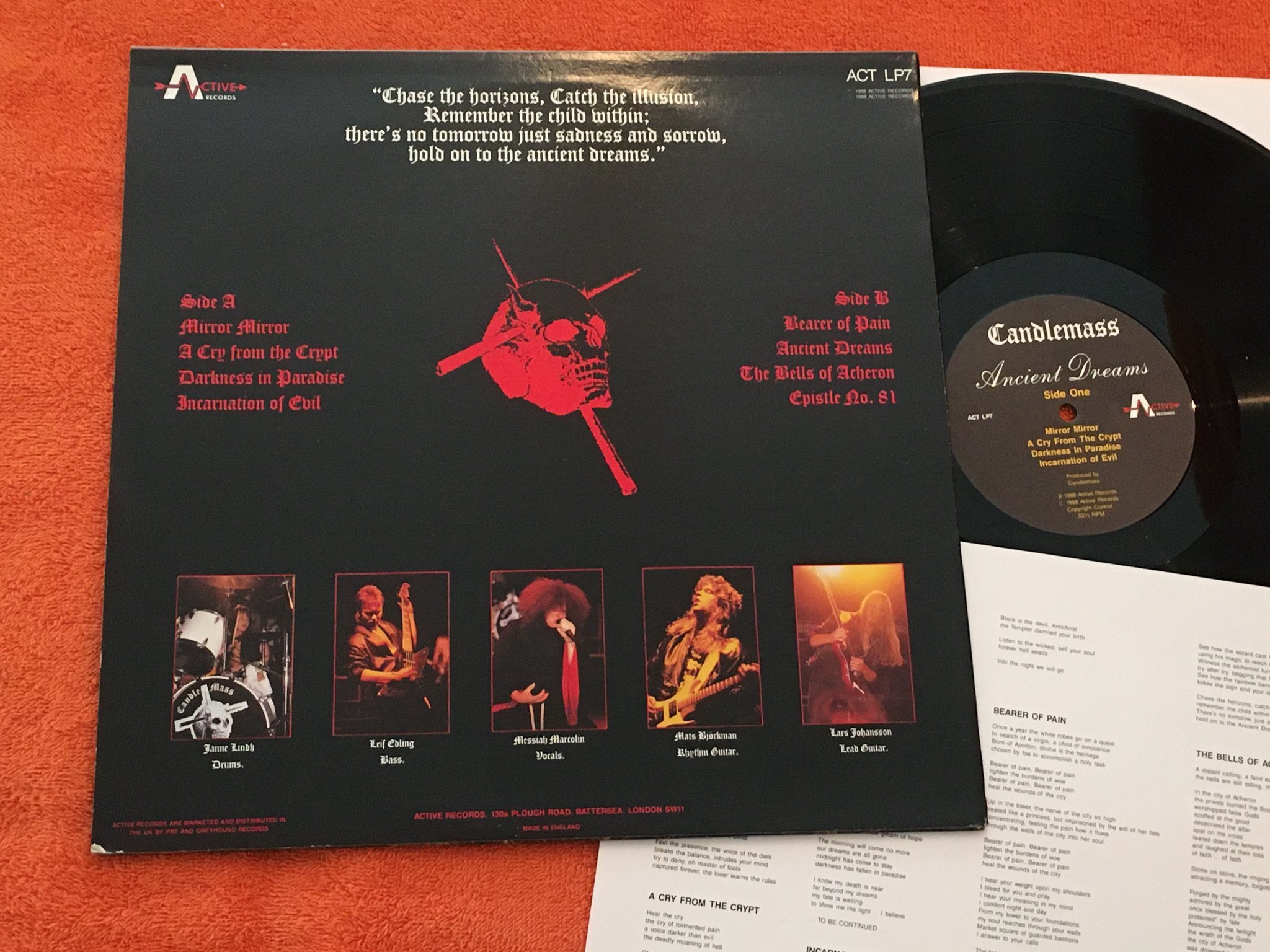 Omslagsbild för skivan CANDLEMASS ancient dreams LP -88 UK ACTIVE ACT LP7
