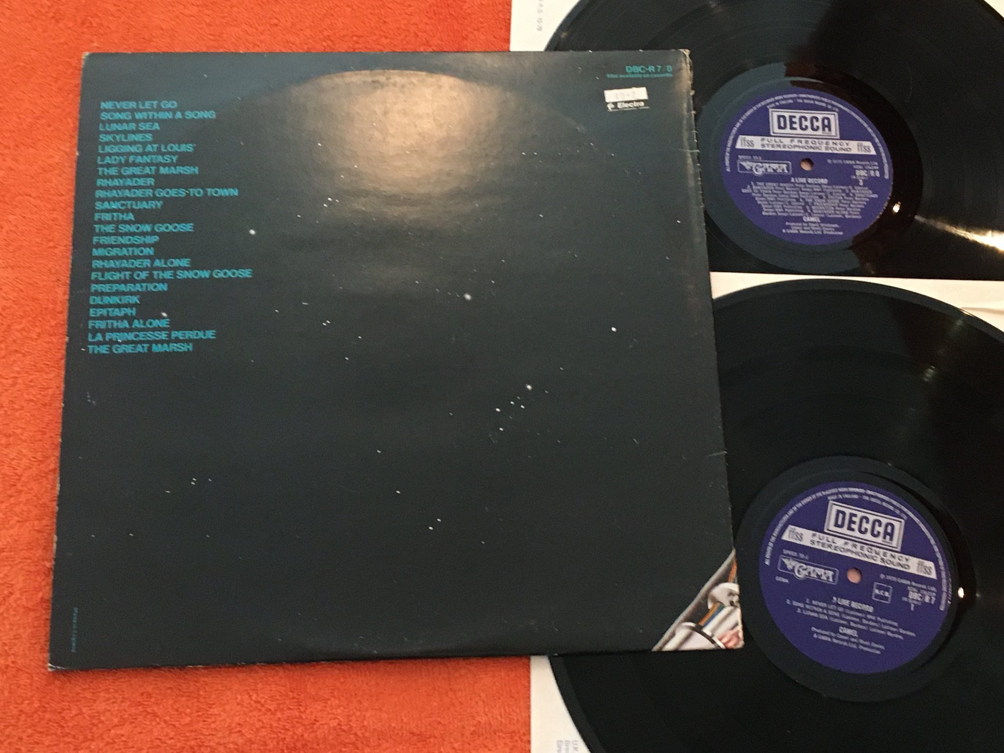 Omslagsbild för skivan CAMEL a live record LP -78 UK DECCA DBC/R7