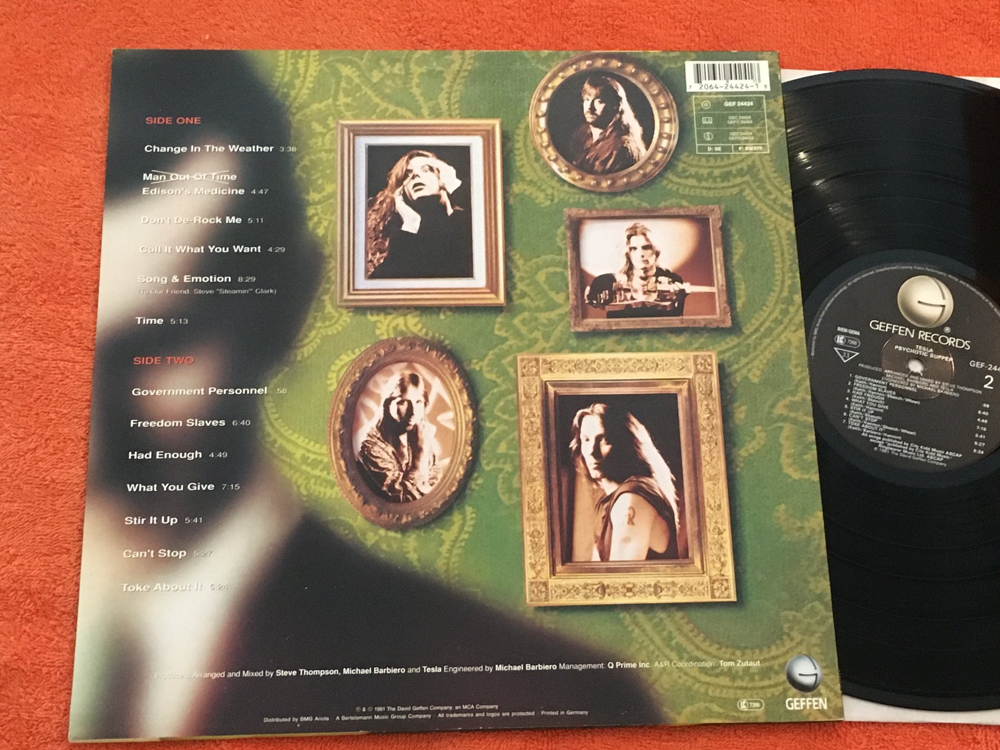 Omslagsbild för skivan TESLA psychotic supper LP -91 Ger GEFFEN GEF 24424