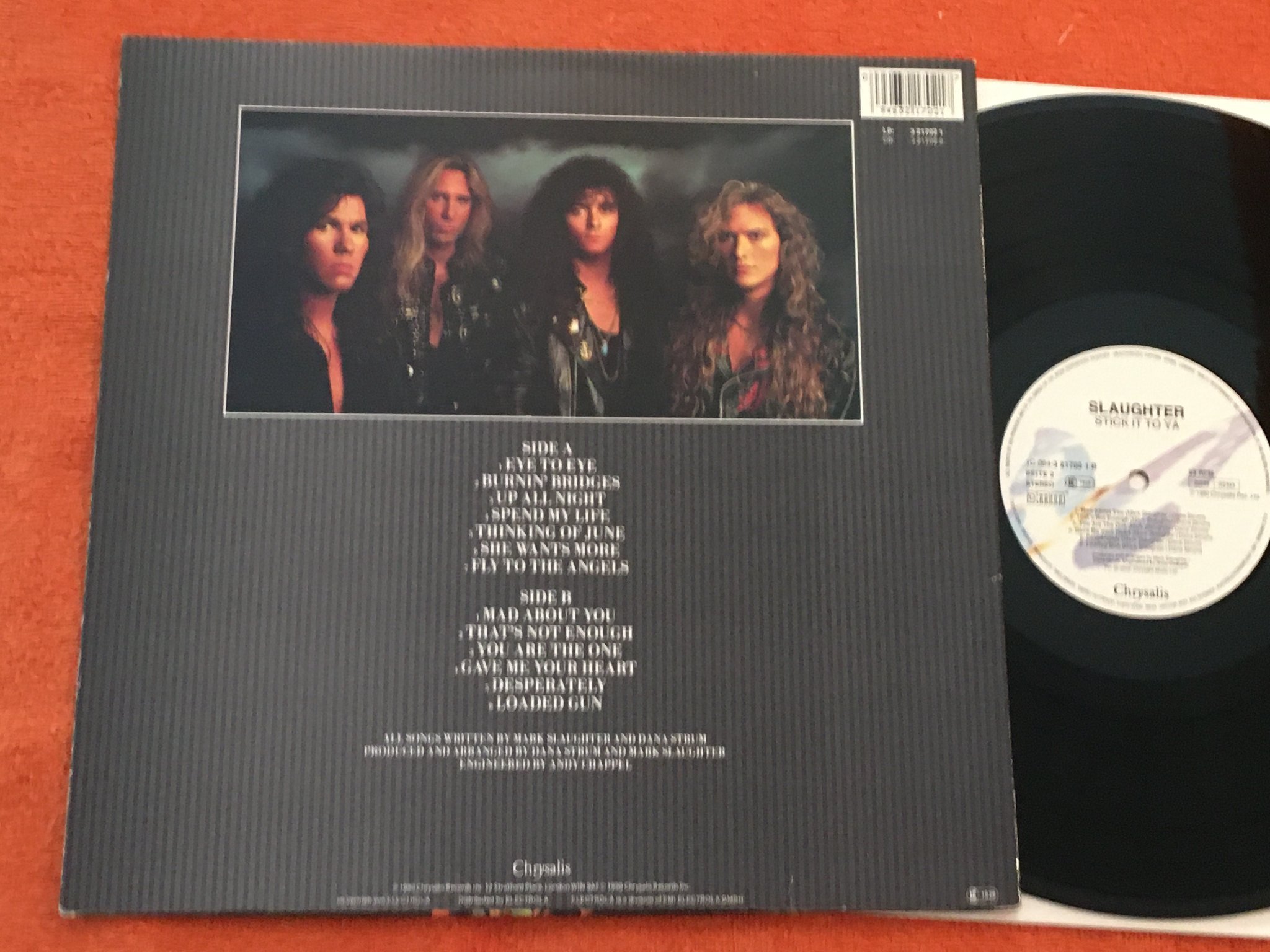 Omslagsbild för skivan SLAUGHTER stick it to ya LP -90 CHRYSALIS 1C 064-3217021