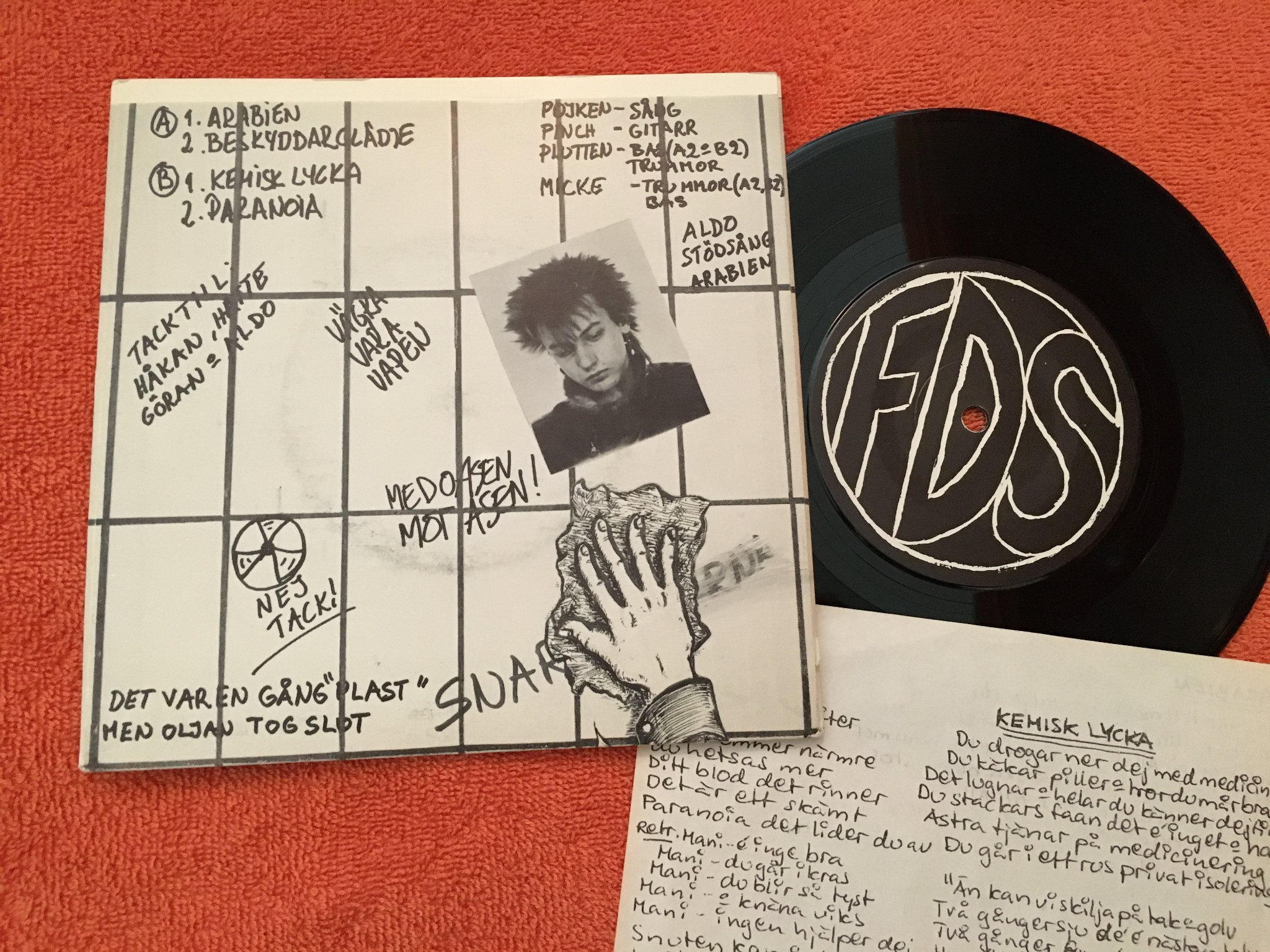 Omslagsbild för skivan FDS paranoia 7"single 1980 Swe FDS 801 punk RARE!